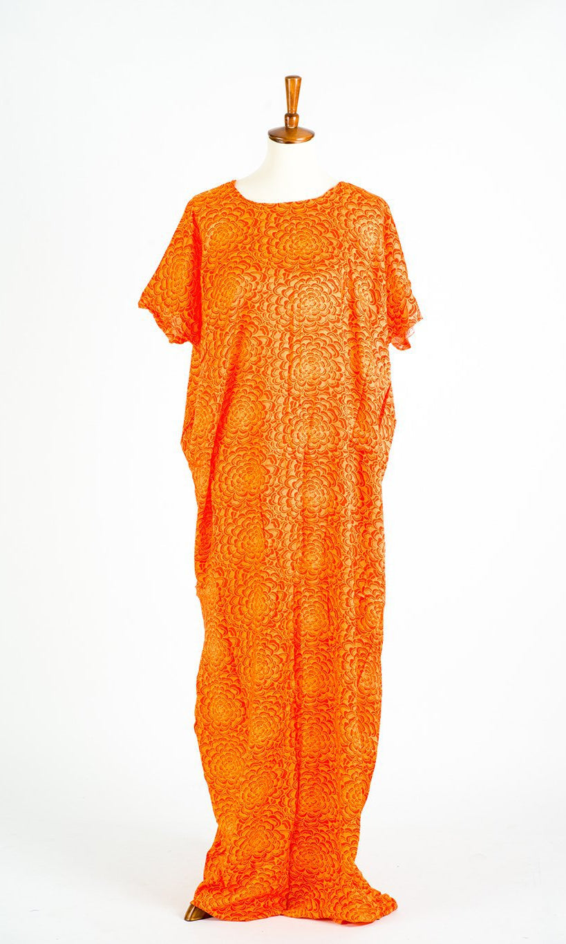 Orange Digital floral Bati Dress Kabayare