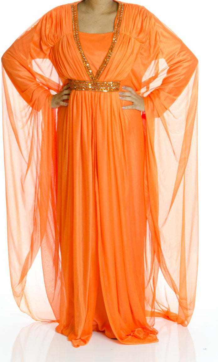 Orange Drappie Butterfly Kaftan Kabayare