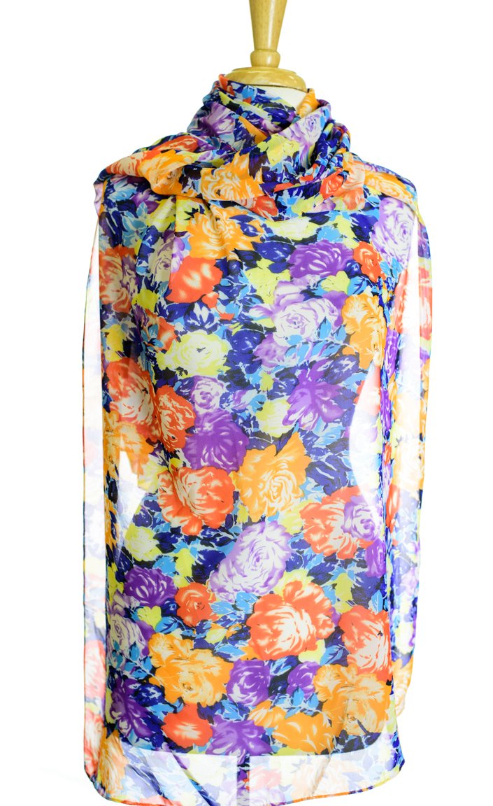 Orange Garden Roses Hijab Kabayare