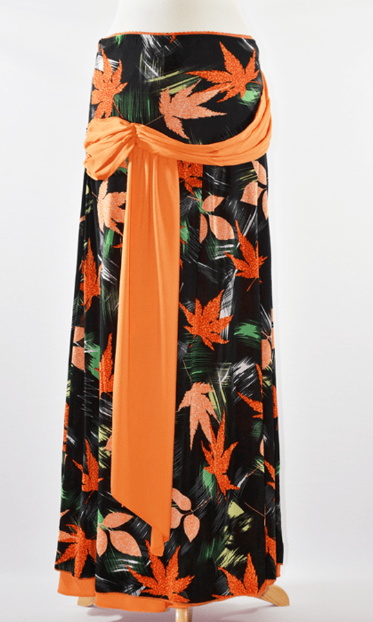 Orange Leafy Maxi Skirt Kabayare