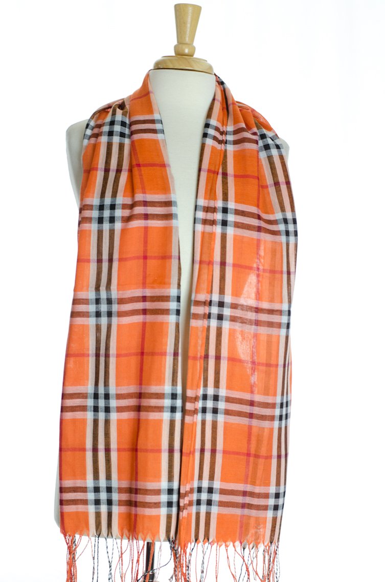 Orange Plaid Hijab Kabayare