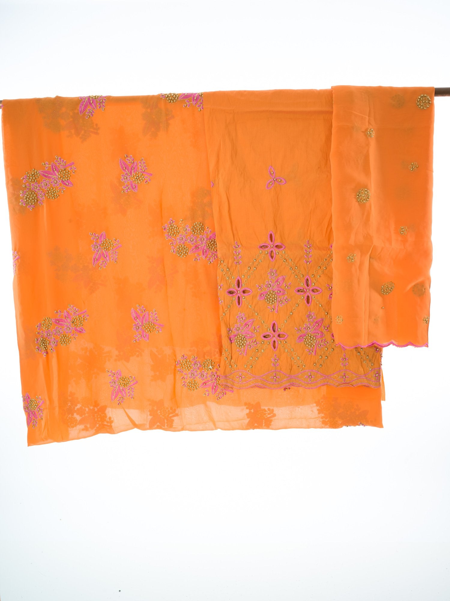 Orange Saree style Dirac set Kabayare
