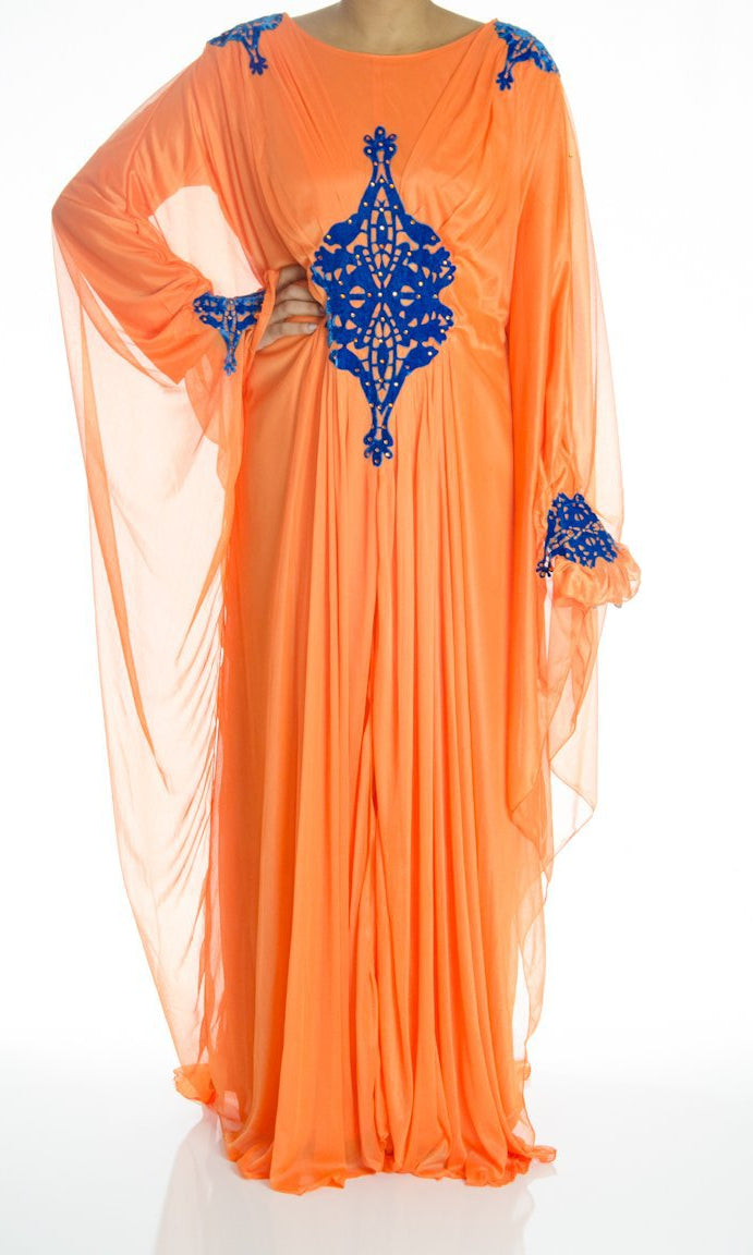 Orange Velvet Masquerade Kaftan Dress Kabayare
