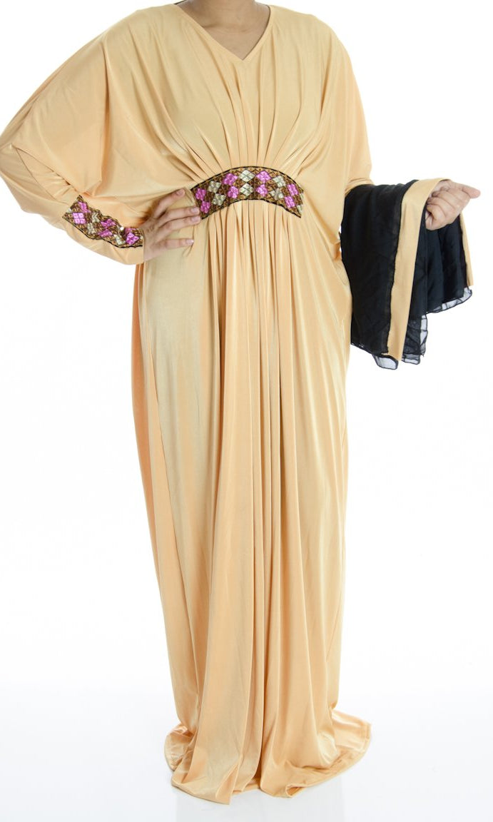 Paige embellished embroidery Butterfly Jersey Abaya Kabayare