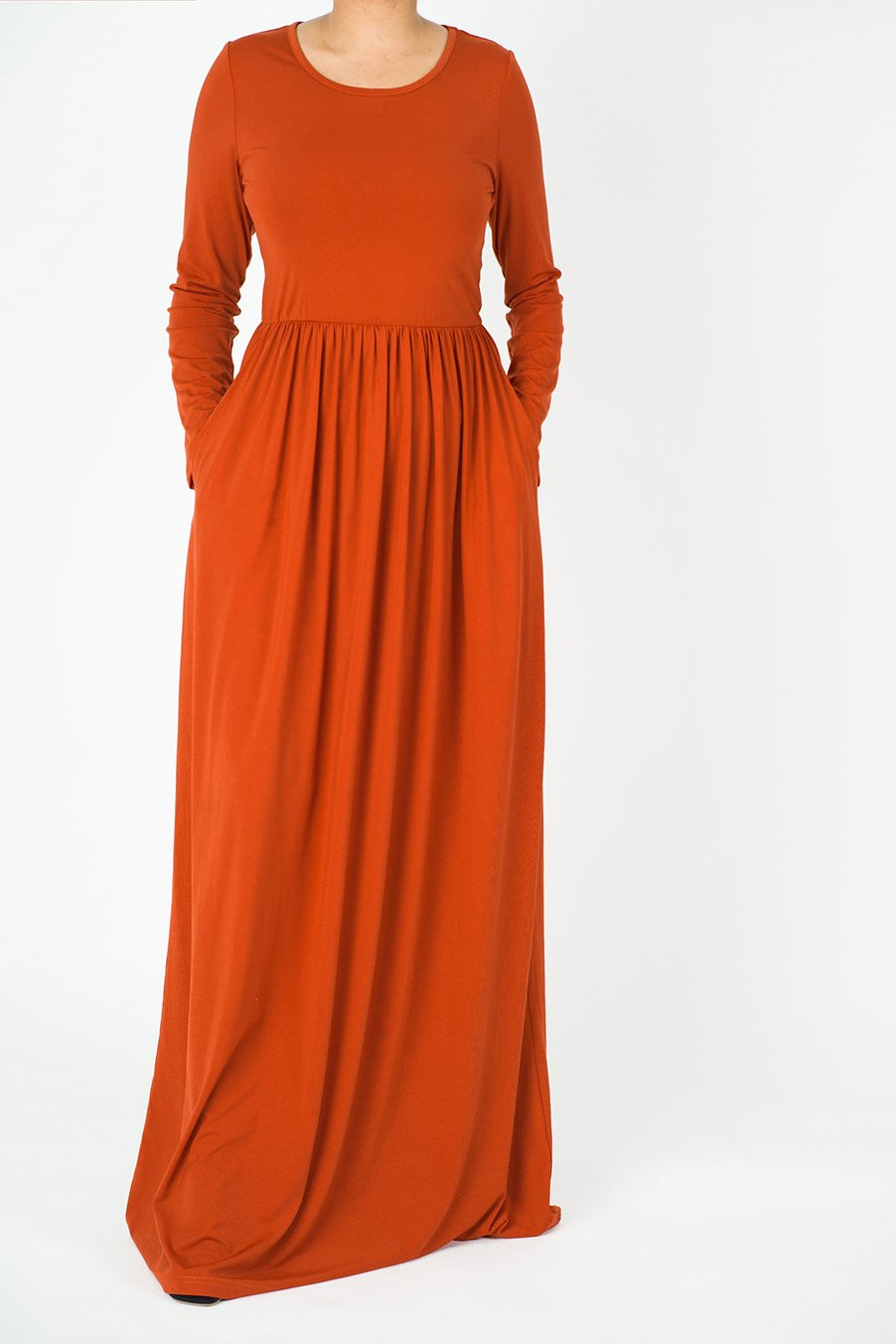 Paprika Milk Silk Maxi Dress / Pockets Kabayare
