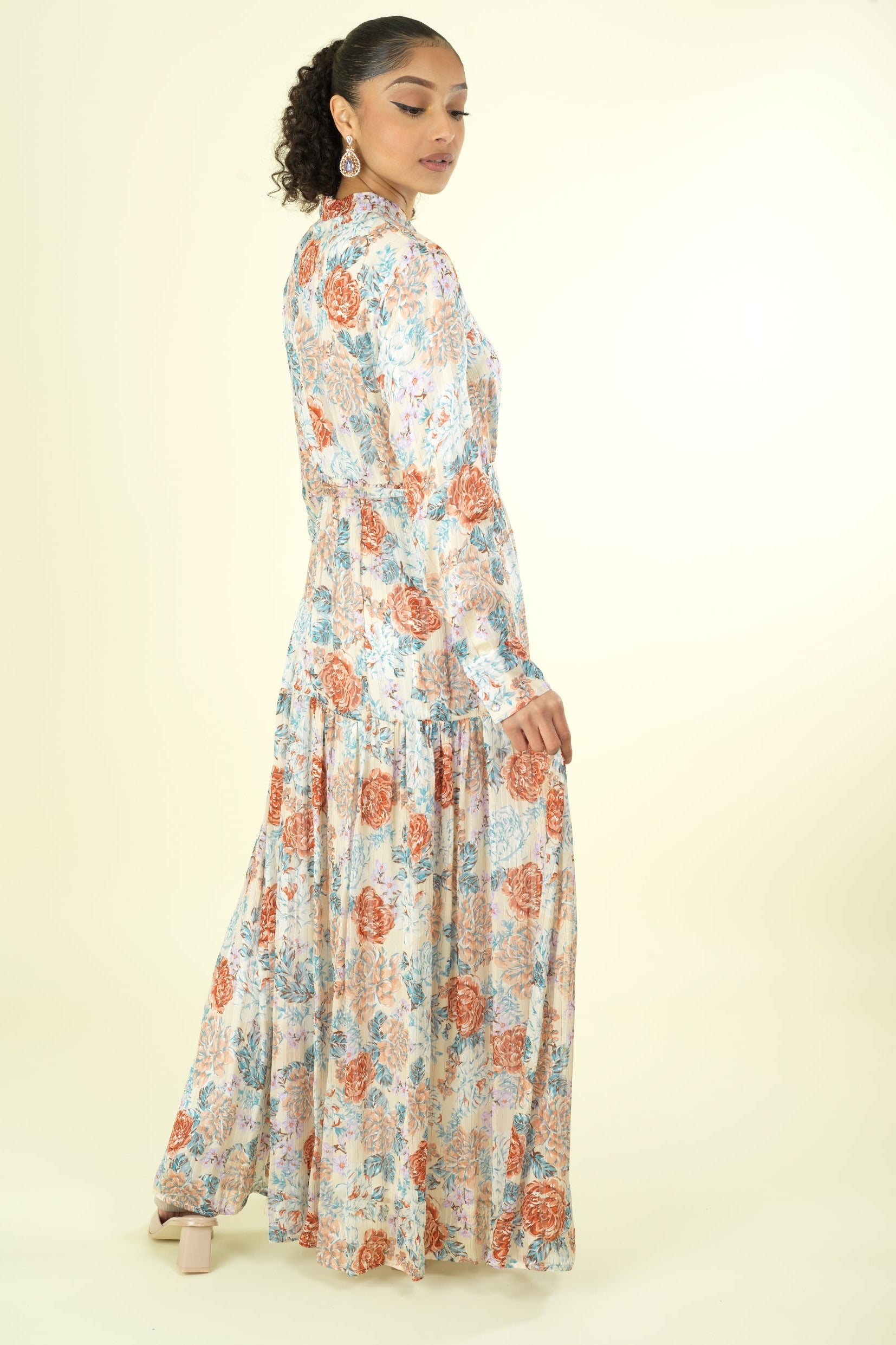 Pastel cappuccino rose modest maxi dress Kabayare