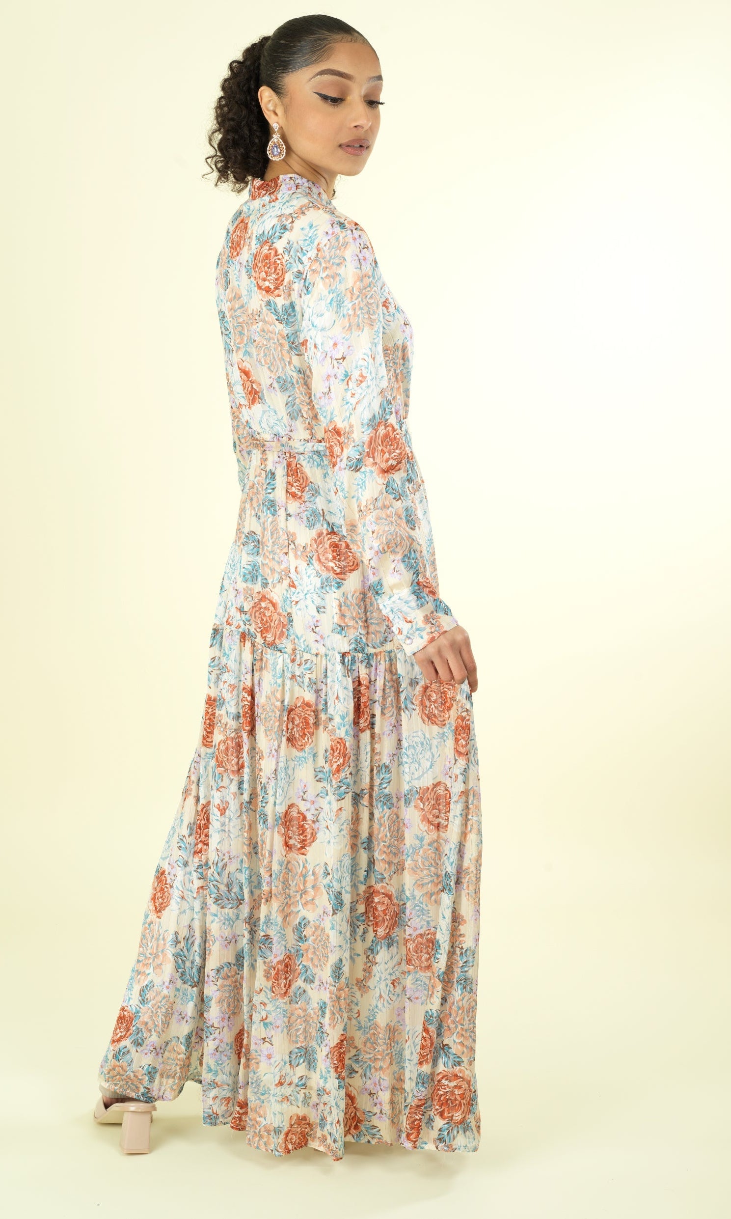 Pastel cappuccino rose modest maxi dress Kabayare