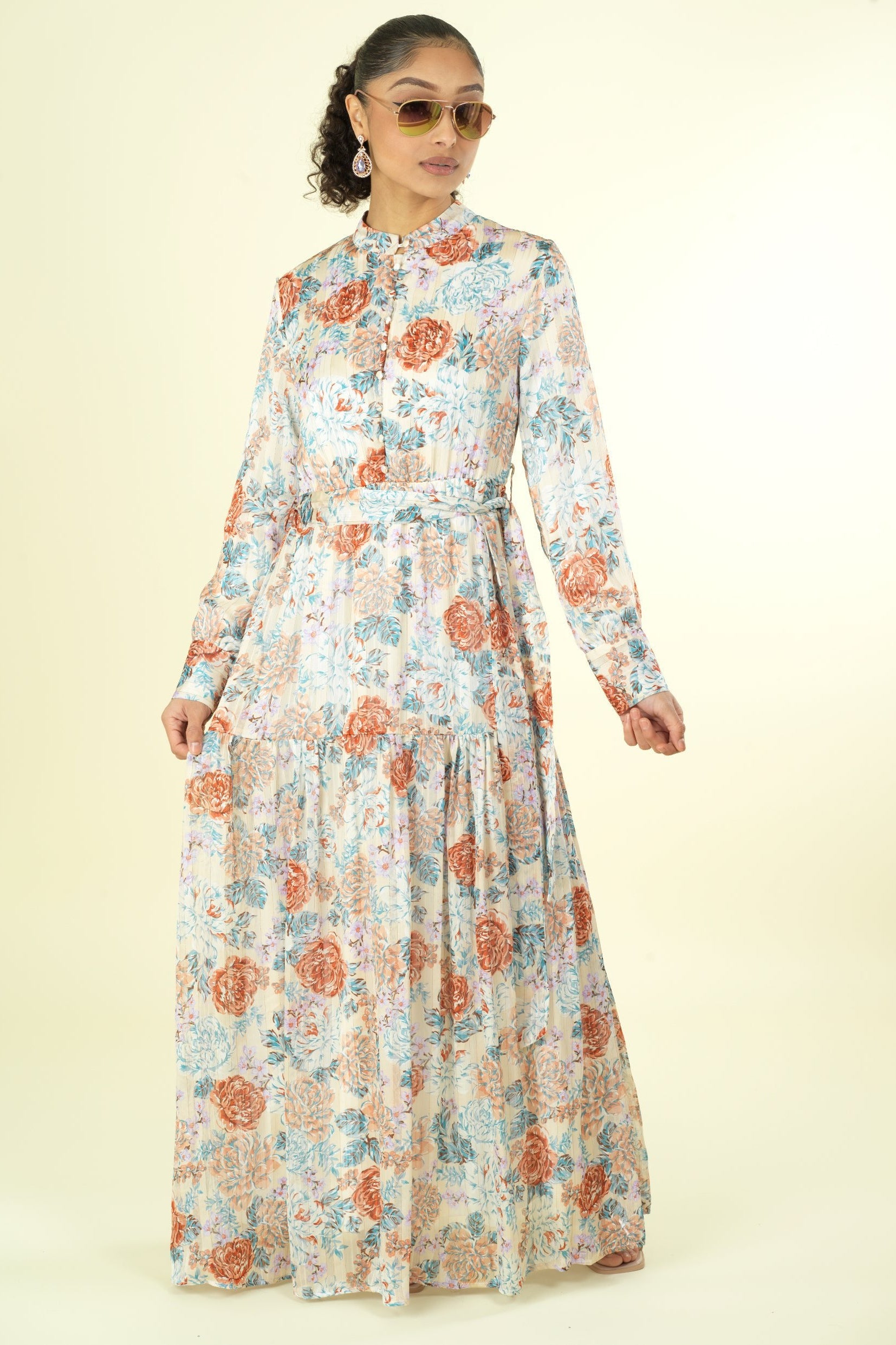 Pastel cappuccino rose modest maxi dress Kabayare