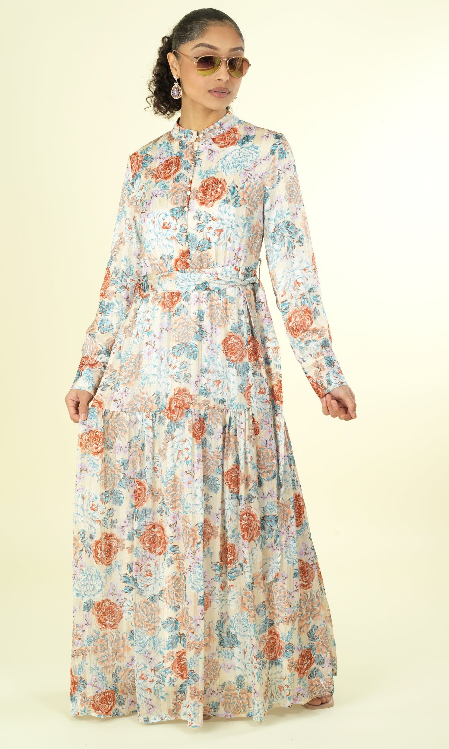 Pastel cappuccino rose modest maxi dress Kabayare