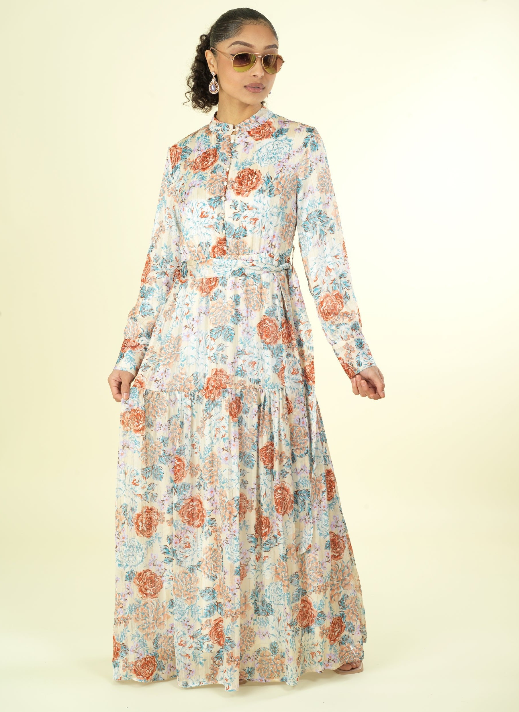 Pastel cappuccino rose modest maxi dress Kabayare