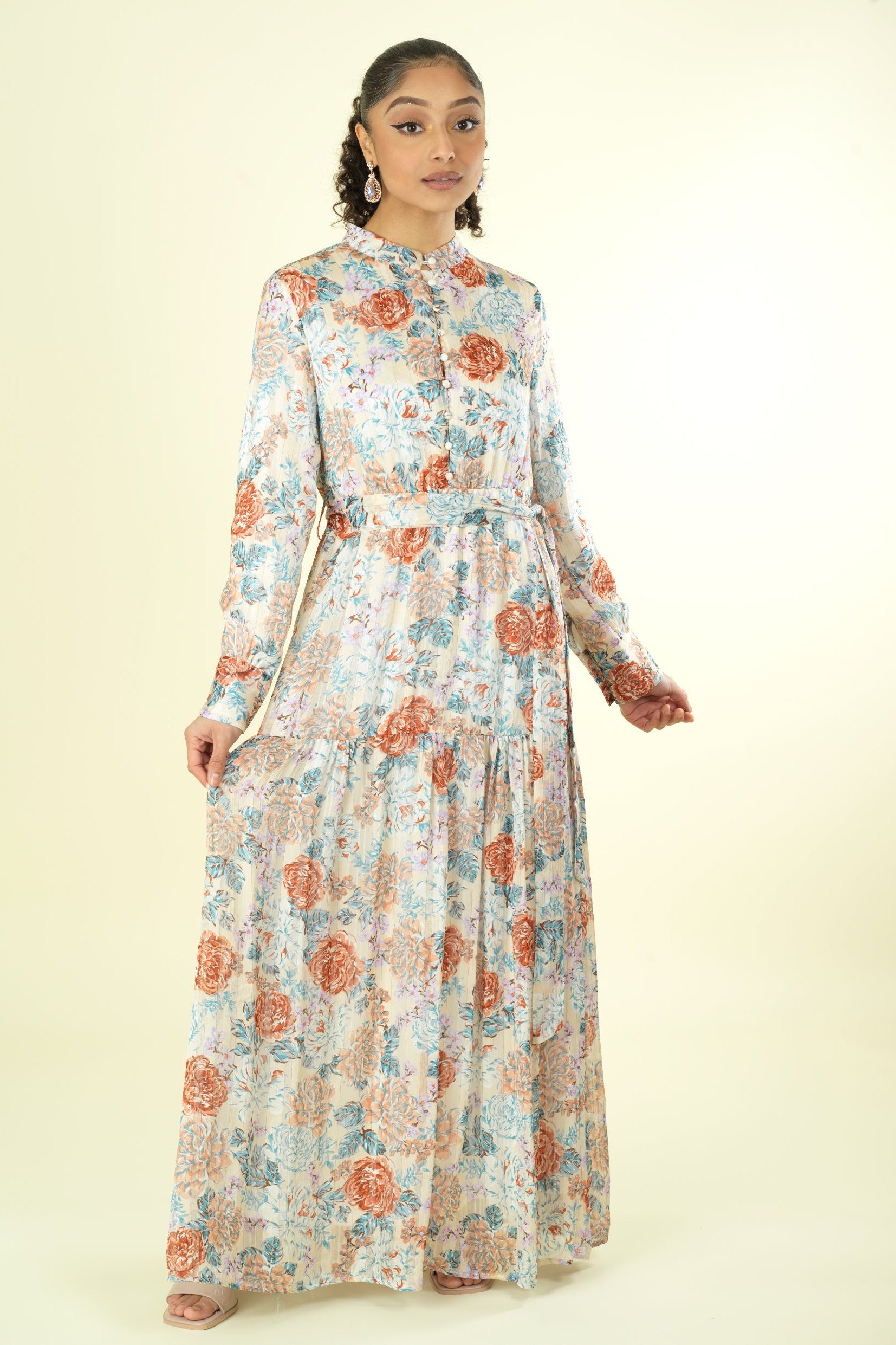 Pastel cappuccino rose modest maxi dress Kabayare