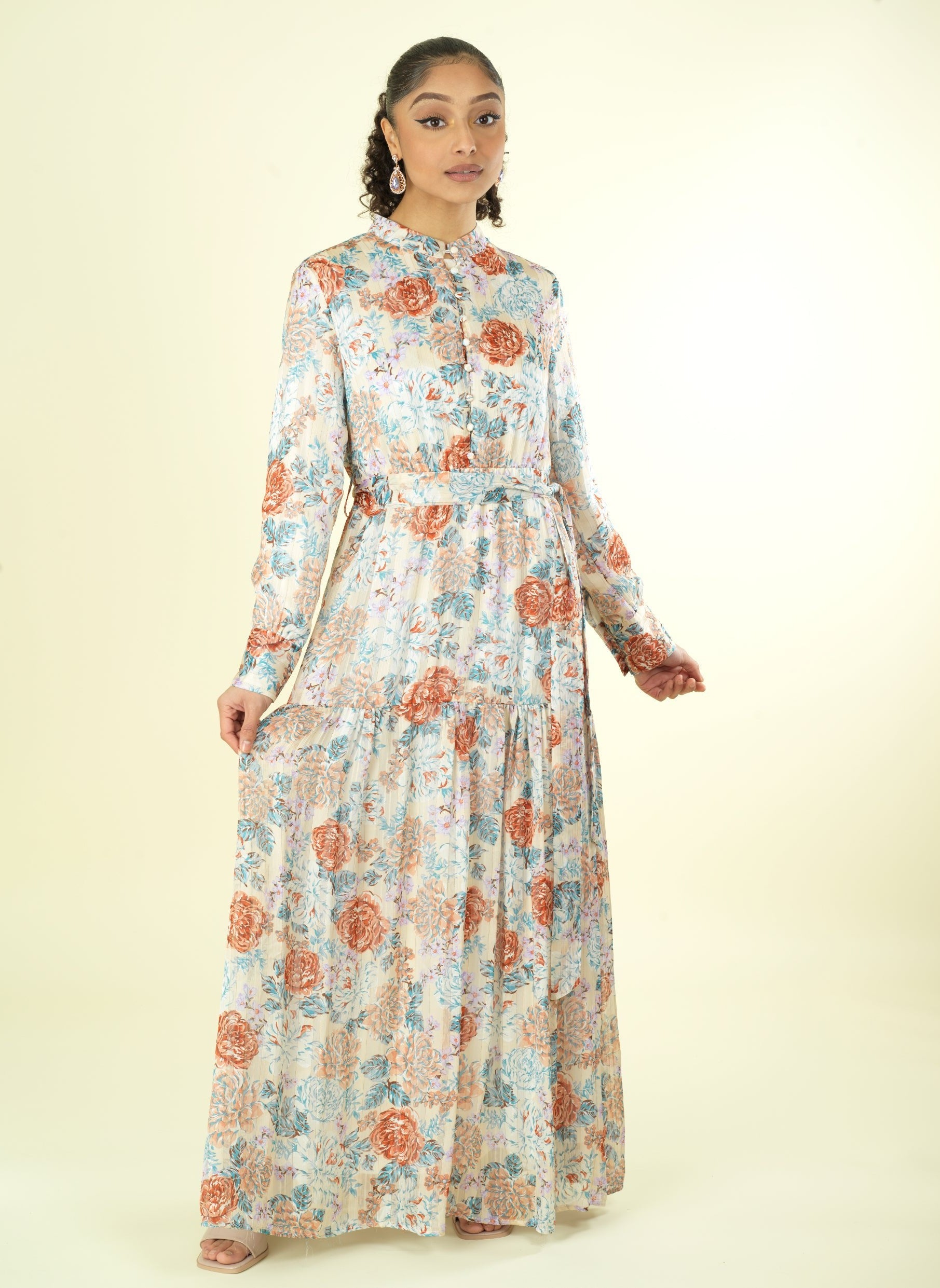 Pastel cappuccino rose modest maxi dress Kabayare
