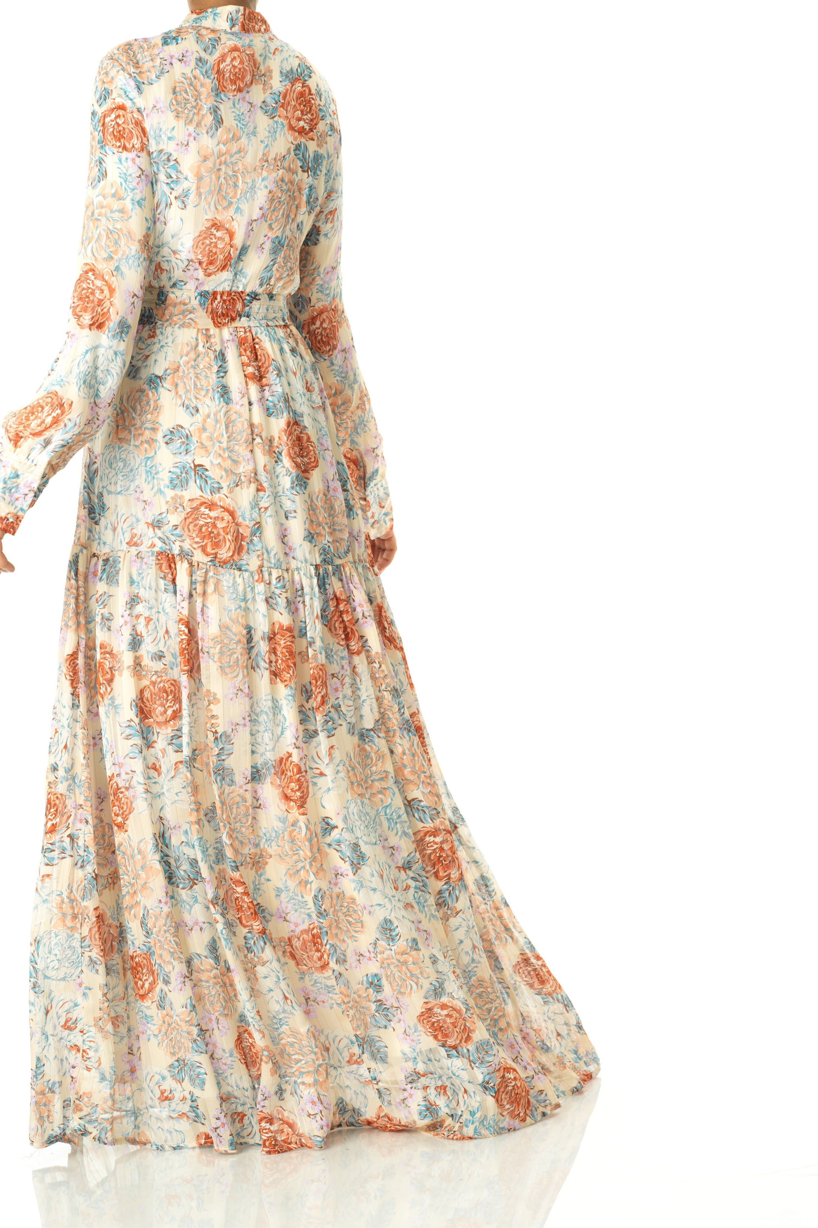 Pastel cappuccino rose modest maxi dress Kabayare Fashion