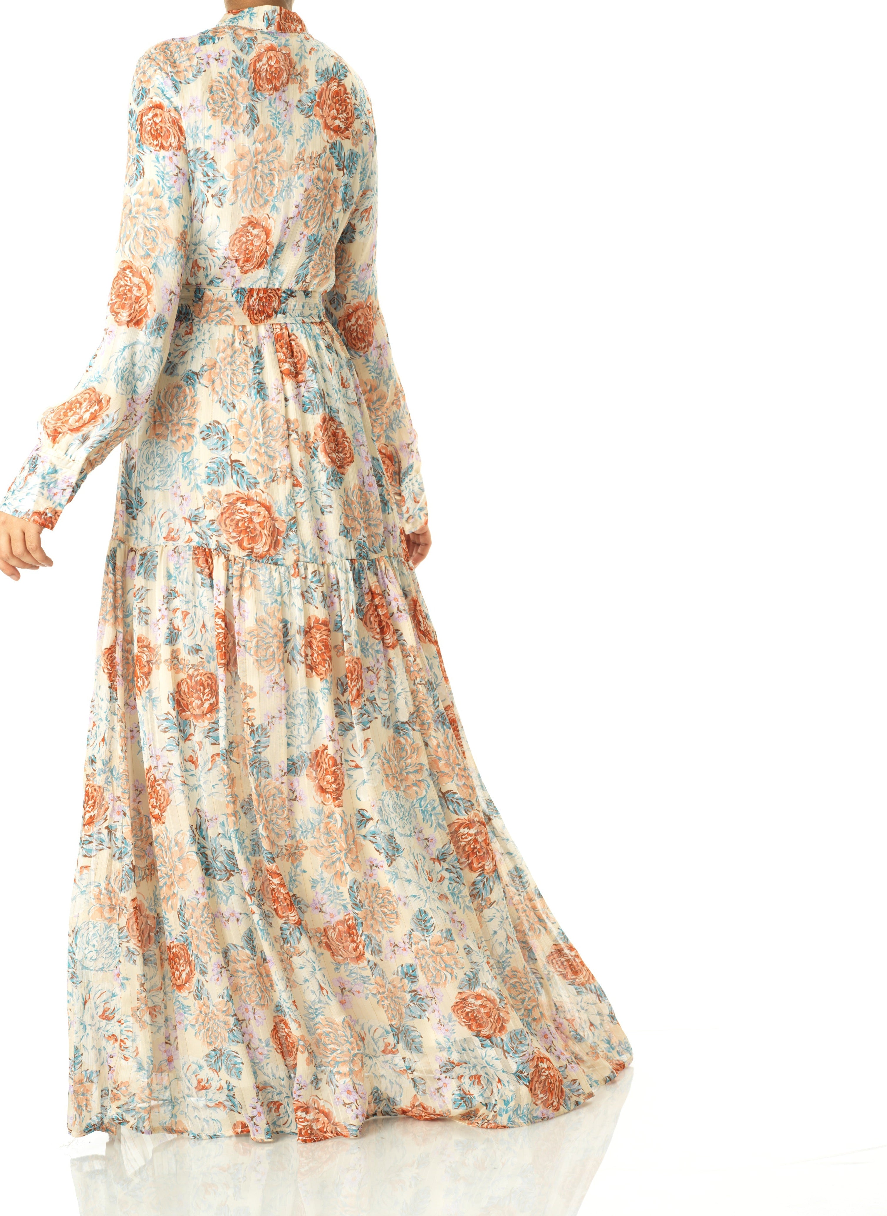 Pastel cappuccino rose modest maxi dress Kabayare Fashion
