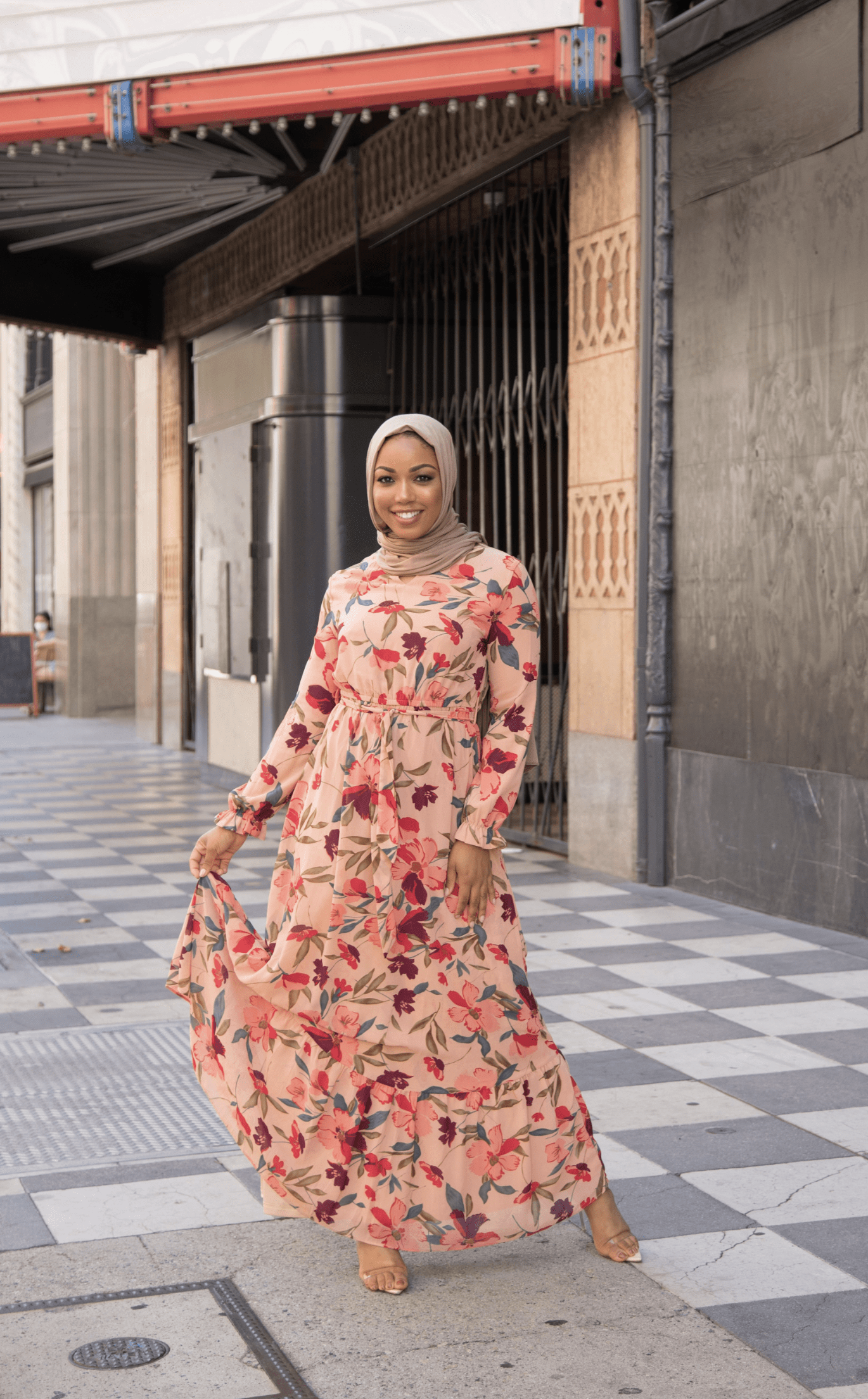 Peach Blush Floral petals maxi dress Kabayare