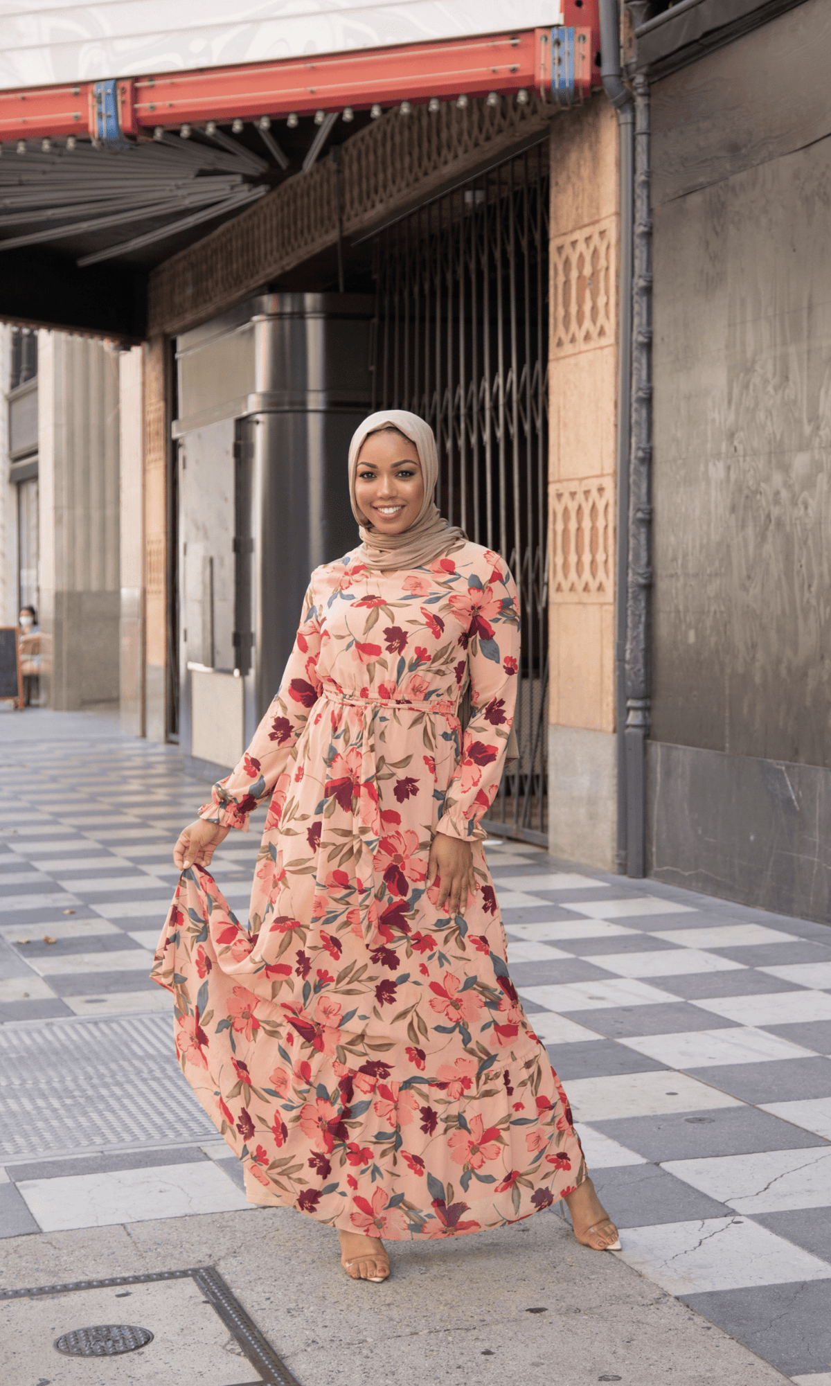 Peach Blush Floral petals maxi dress Kabayare