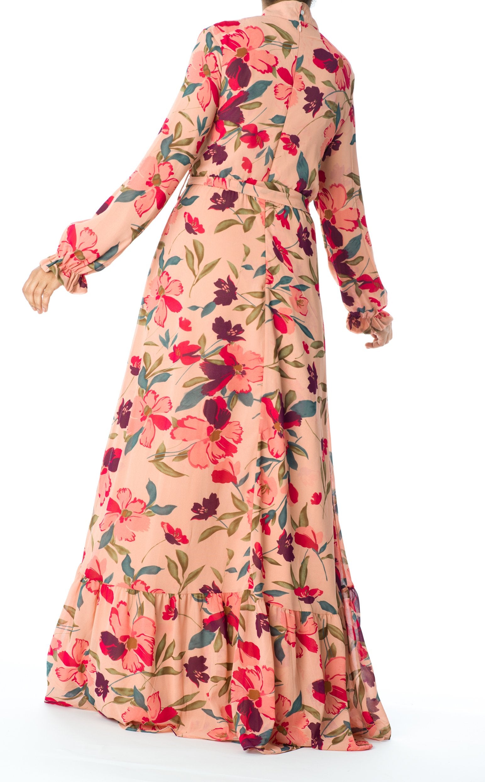 Peach Blush Floral petals maxi dress Kabayare