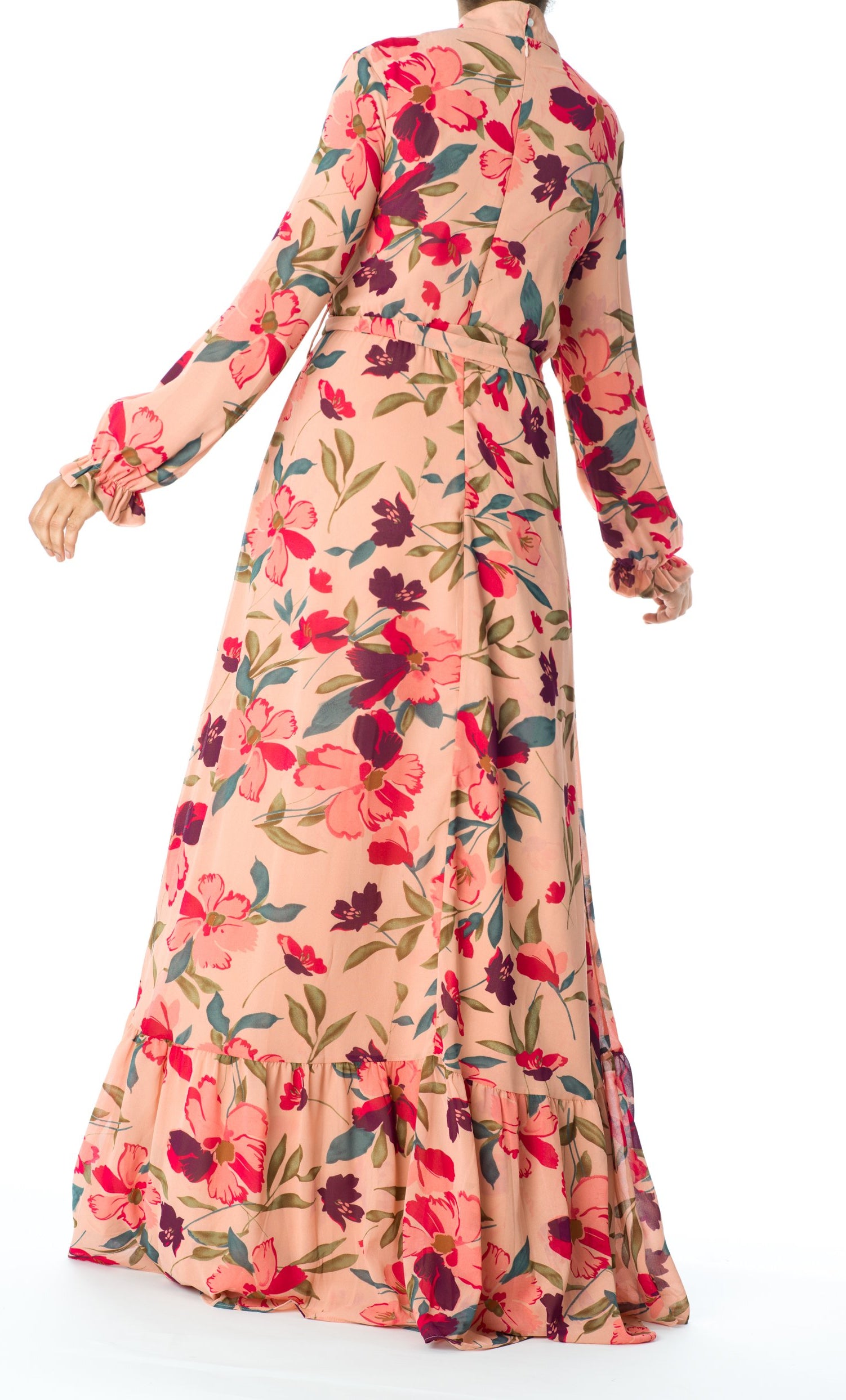 Peach Blush Floral petals maxi dress Kabayare