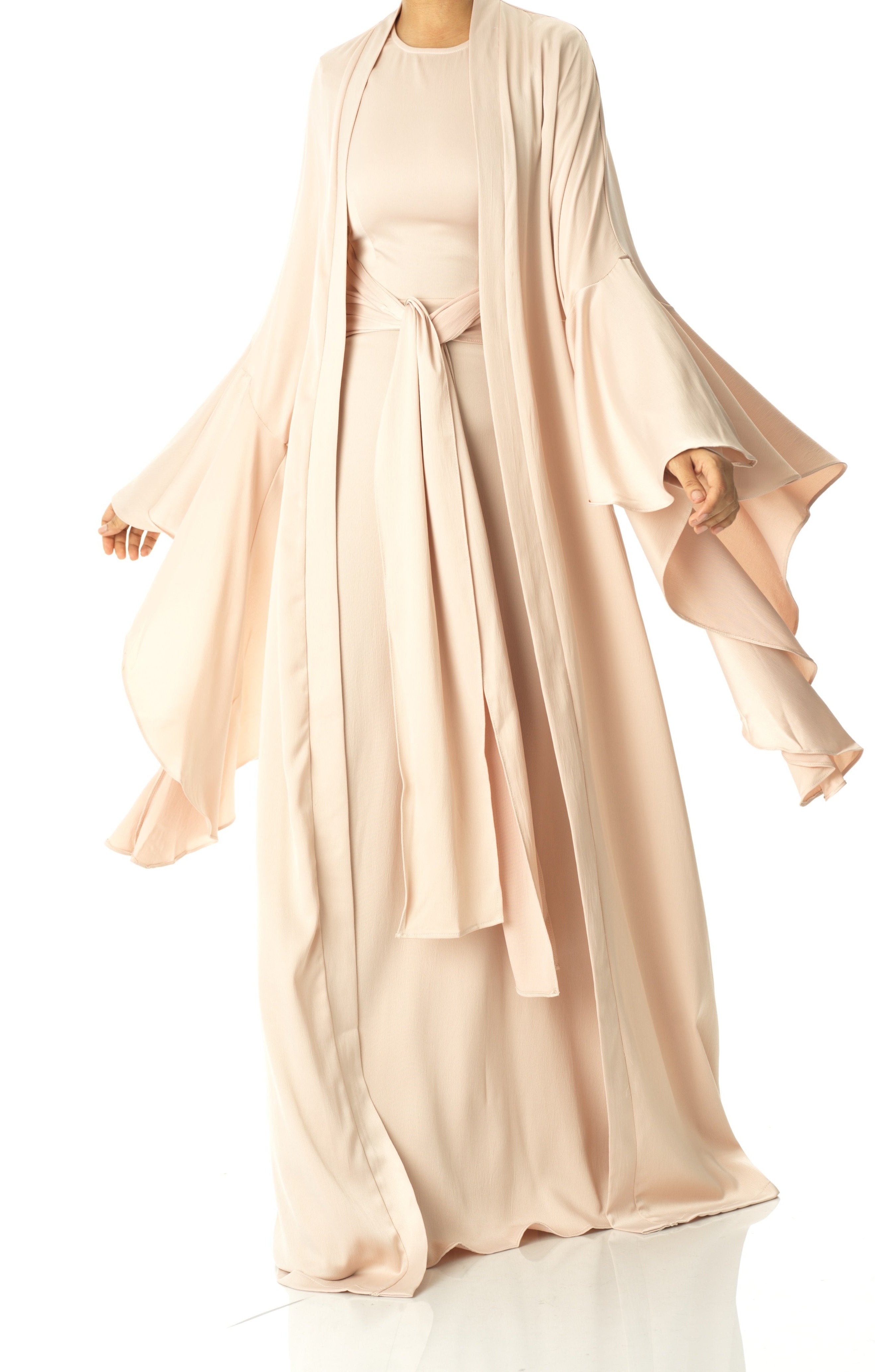 Pearl Abaya queen satin kimono two-piece set Kabayare