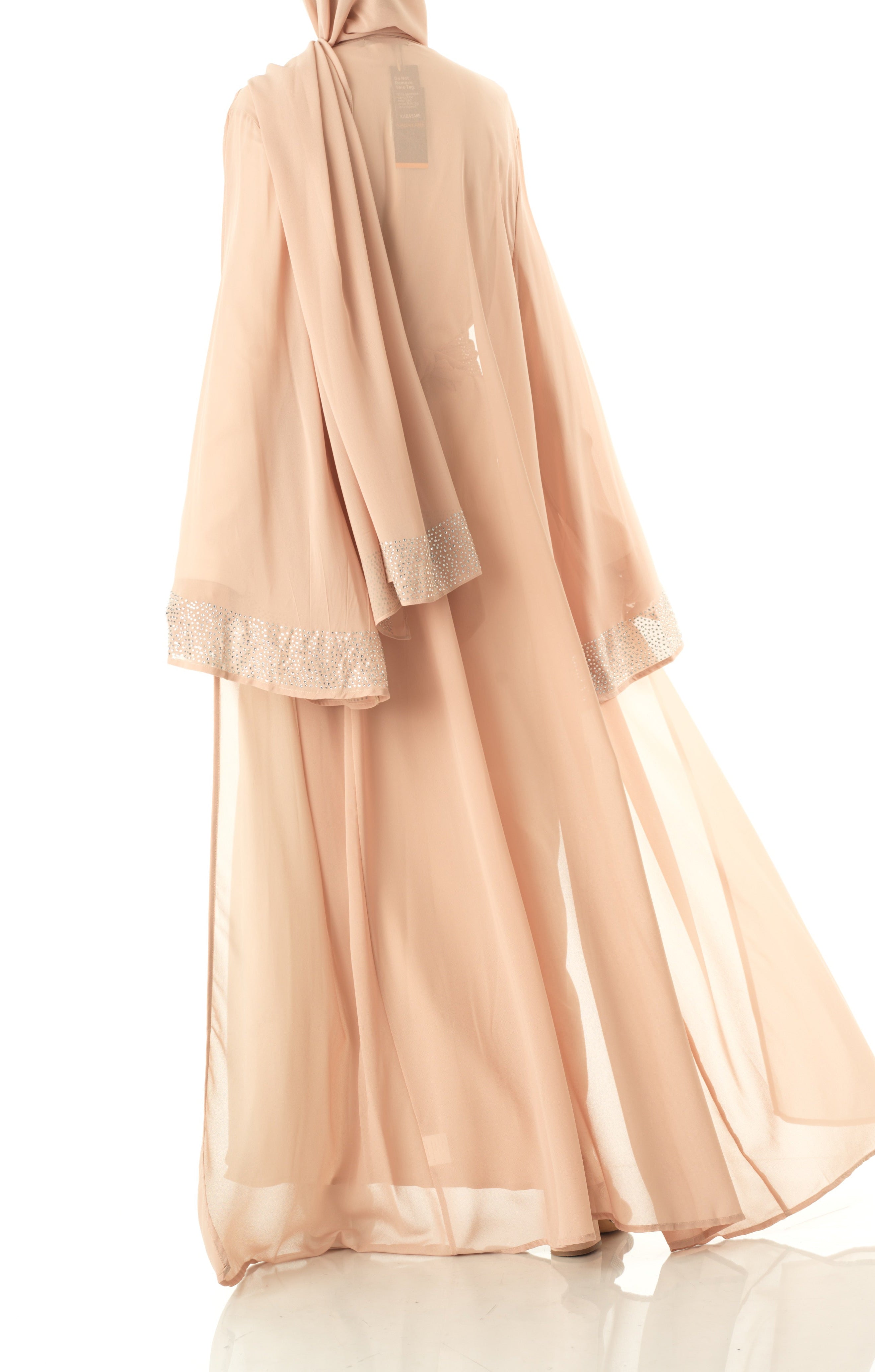 Pearl Nude Manal kimono abaya 4 -piece set Kabayare