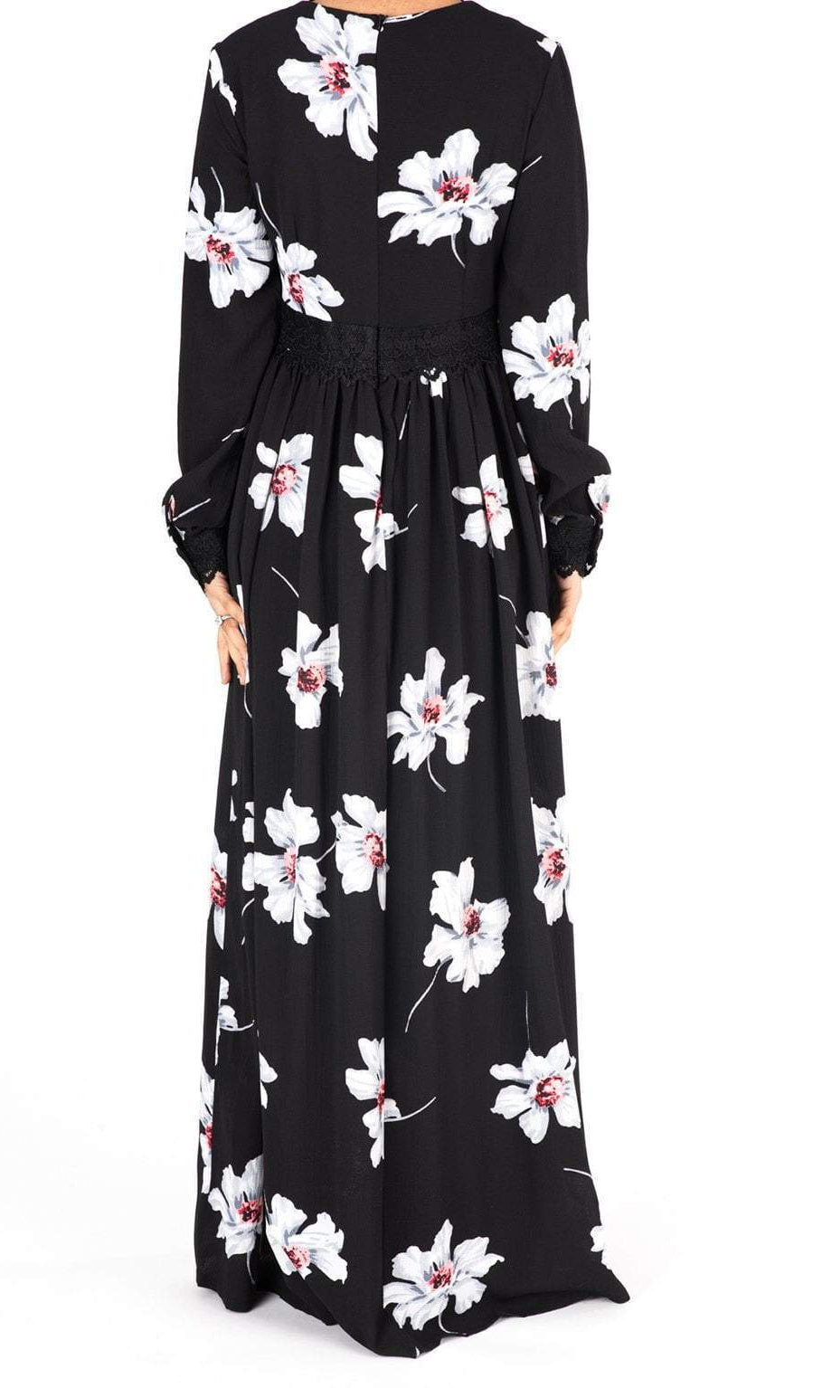 Peony Floral Lace Detailed Maxi Dress Kabayare