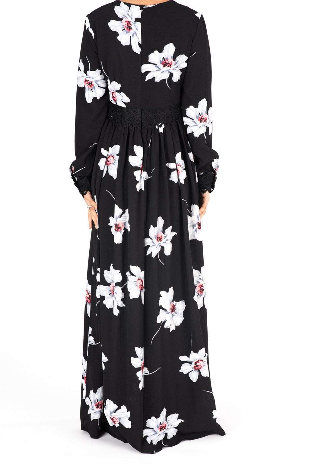 Peony Floral Lace Detailed Maxi Dress Kabayare