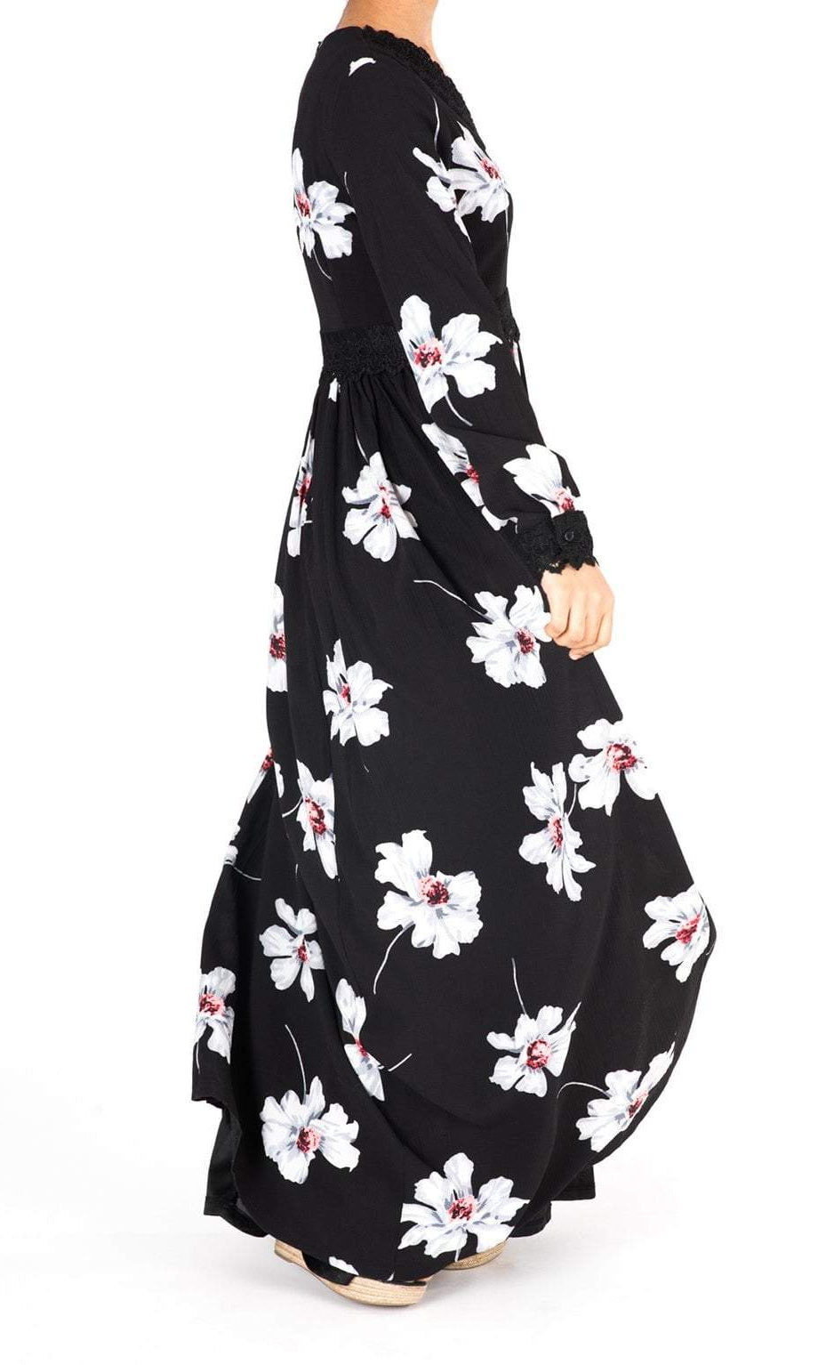 Peony Floral Lace Detailed Maxi Dress Kabayare