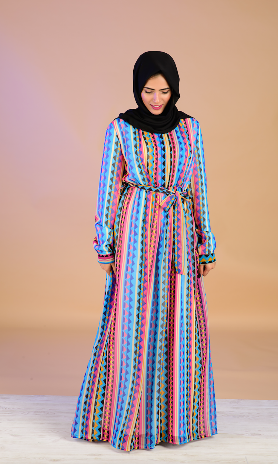 Pink azteck chiffon maxi dress Kabayare
