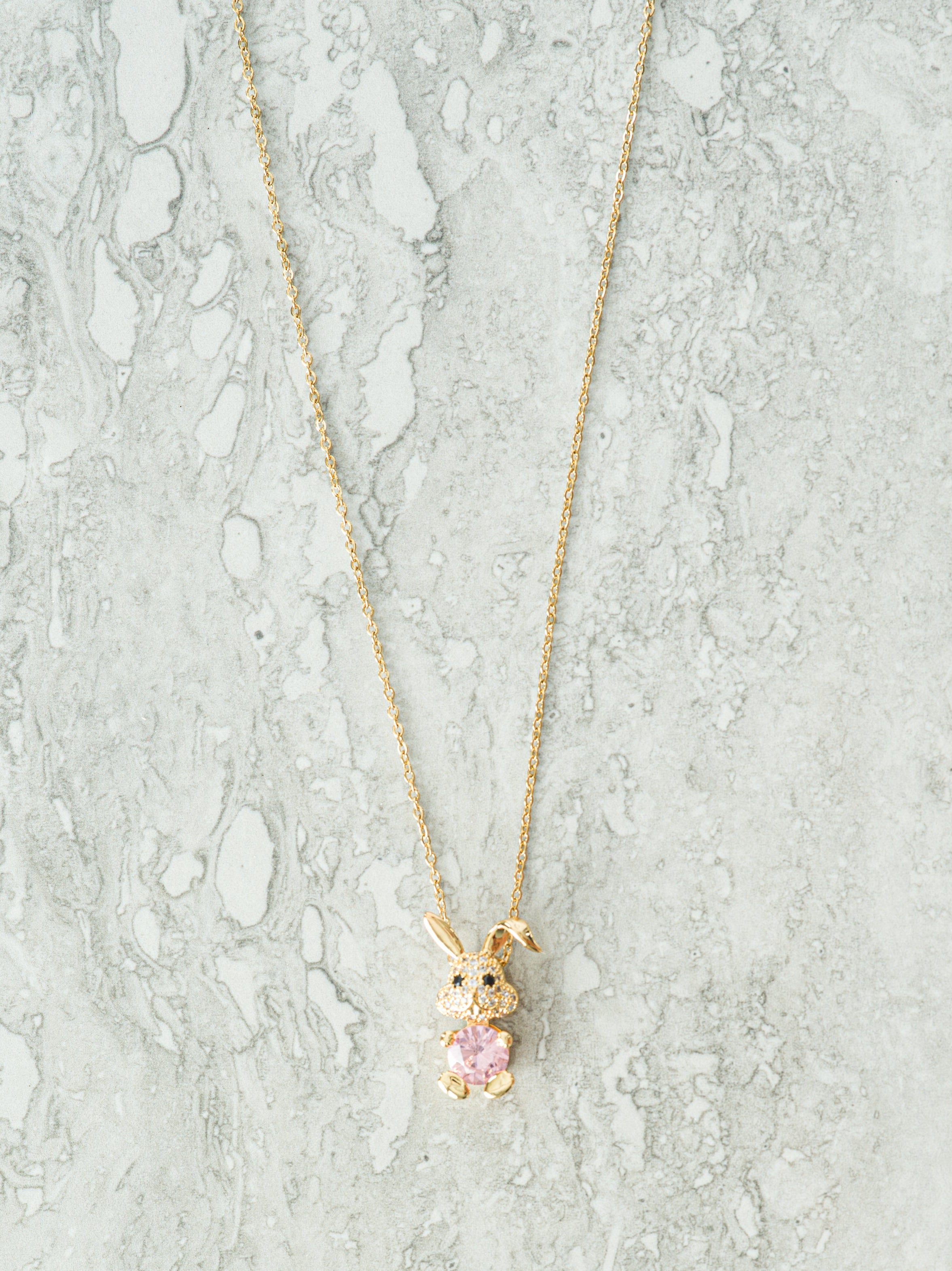 Pink Bunny gold necklace Kabayare