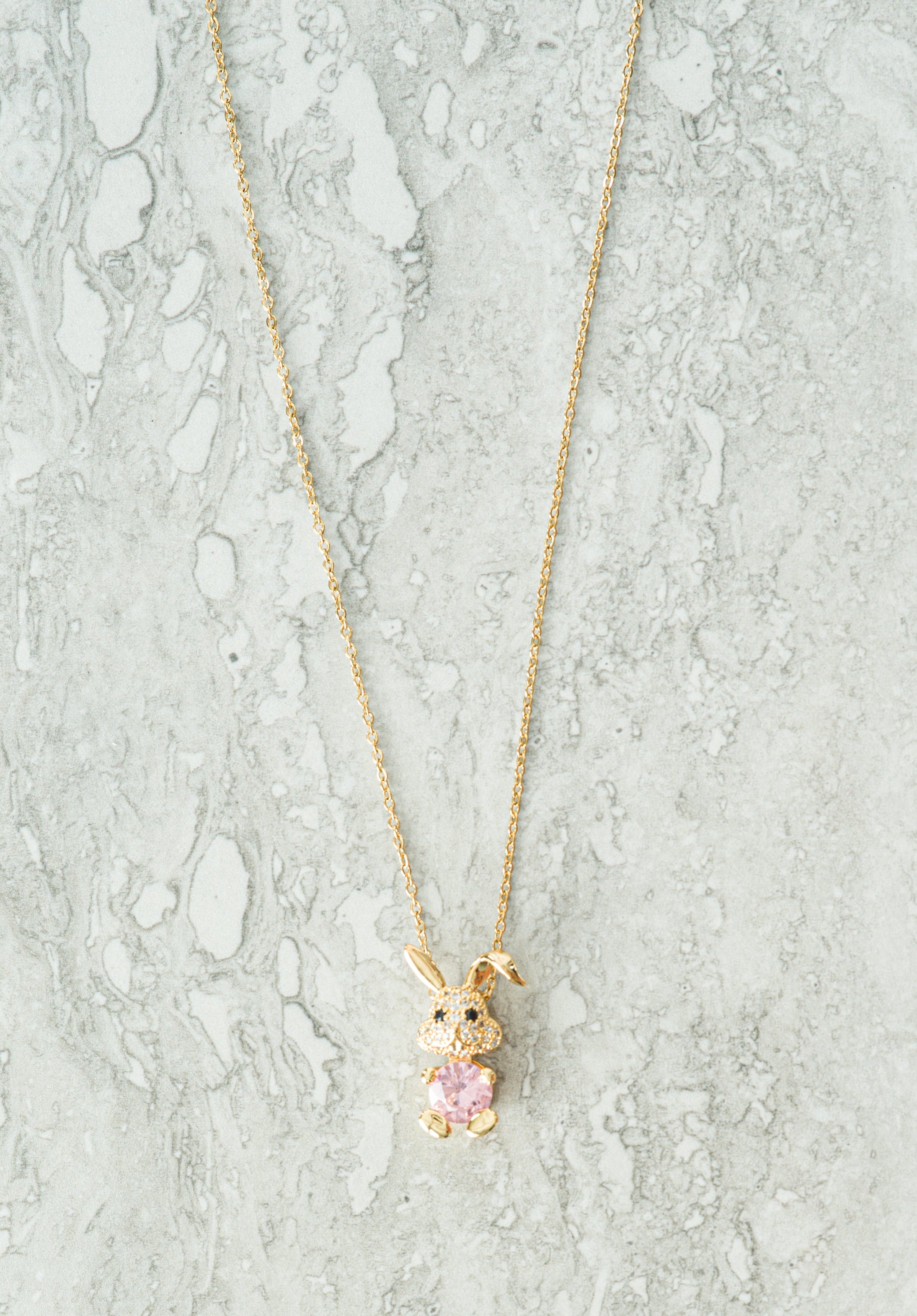 Pink Bunny gold necklace Kabayare