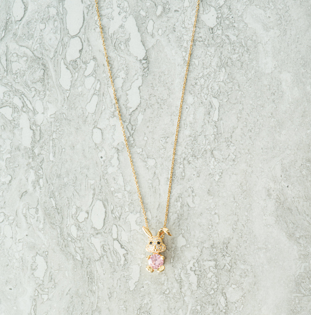 Pink Bunny gold necklace Kabayare