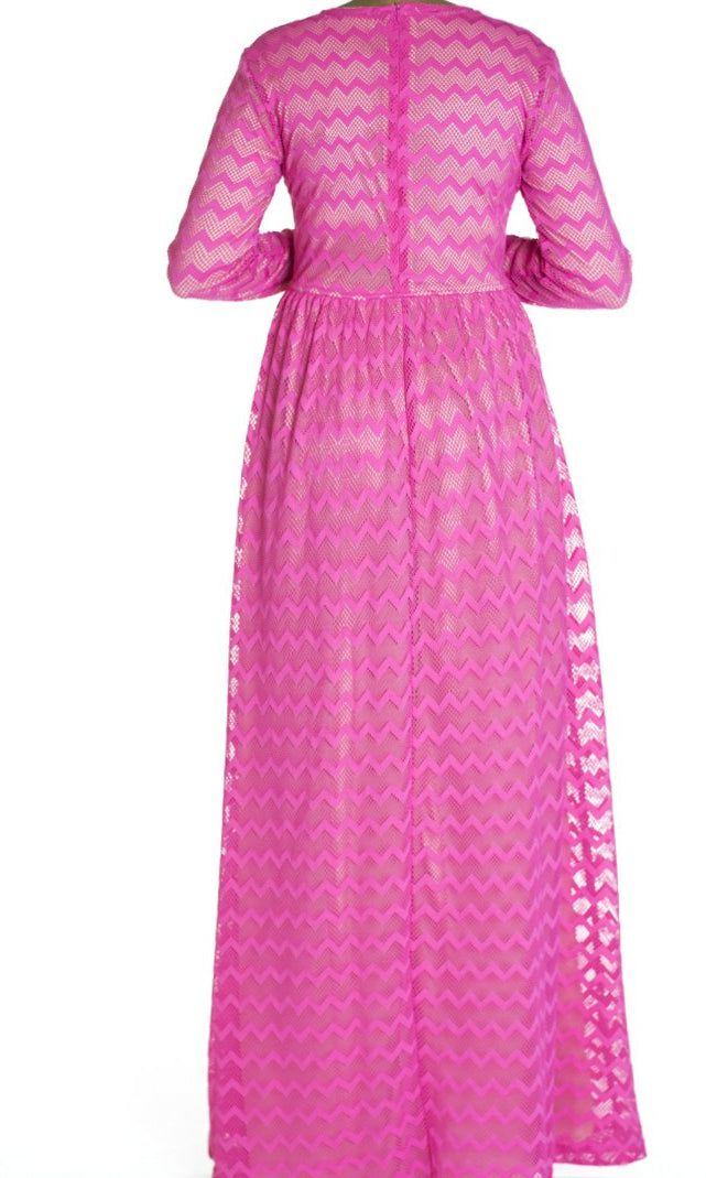 Pink Chevron Lace dress Kabayare