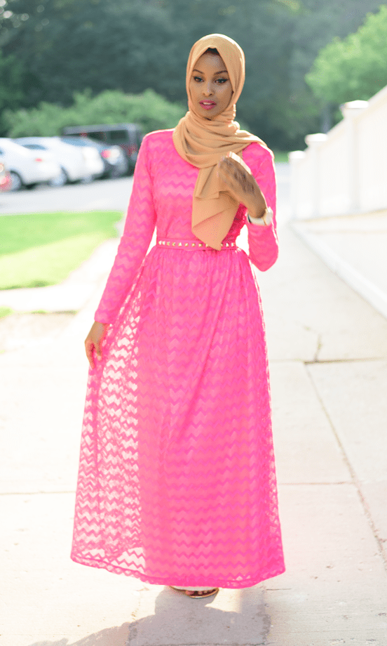 Pink Chevron Lace dress Kabayare