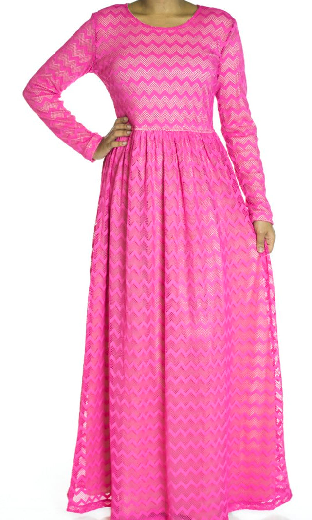 Pink Chevron Lace dress Kabayare