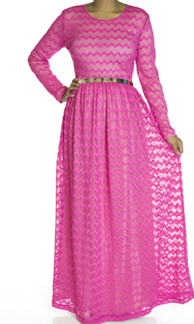 Pink Chevron Lace dress Kabayare