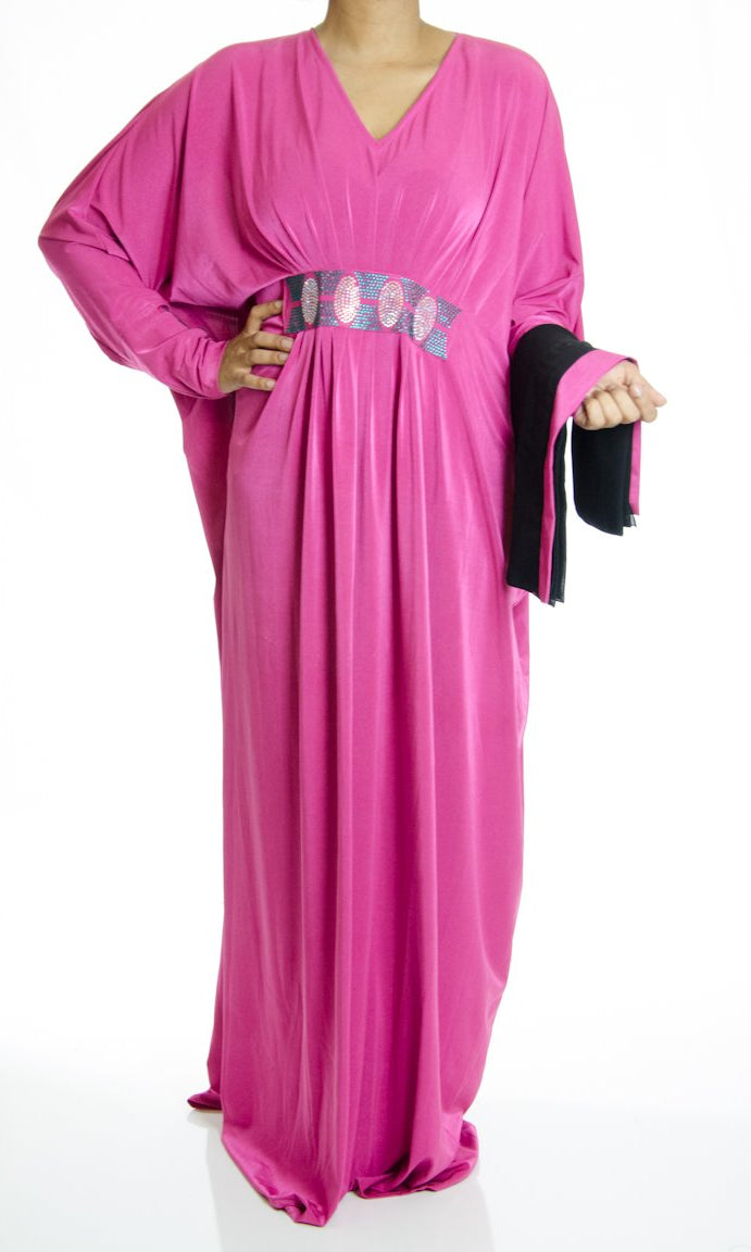 Pink diamond Butterfly Jersey Abaya Kabayare