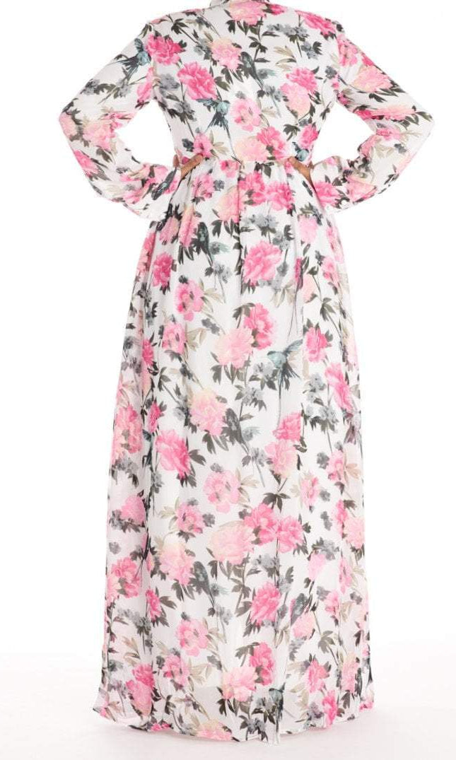 Pink floral buttons maxi dress Kabayare