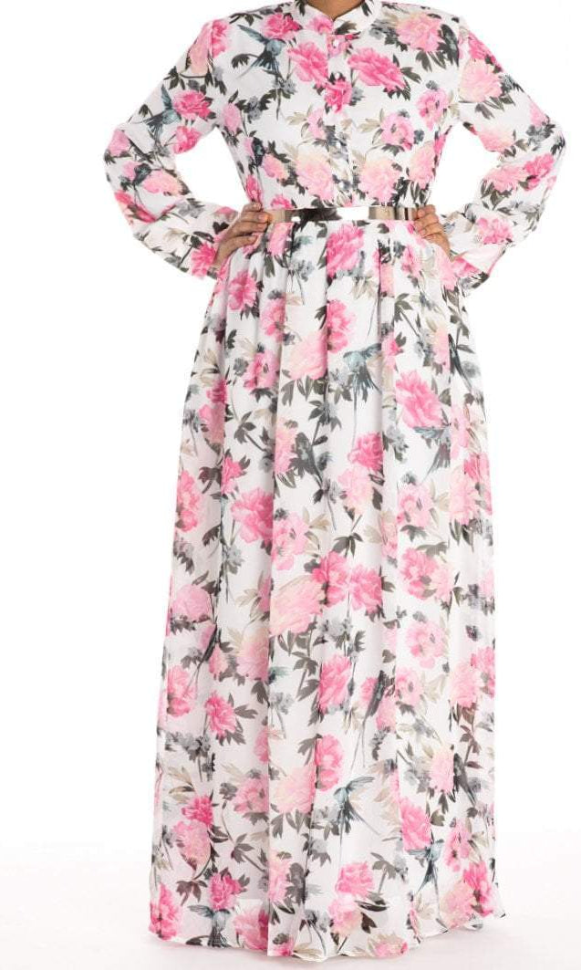Pink floral buttons maxi dress Kabayare