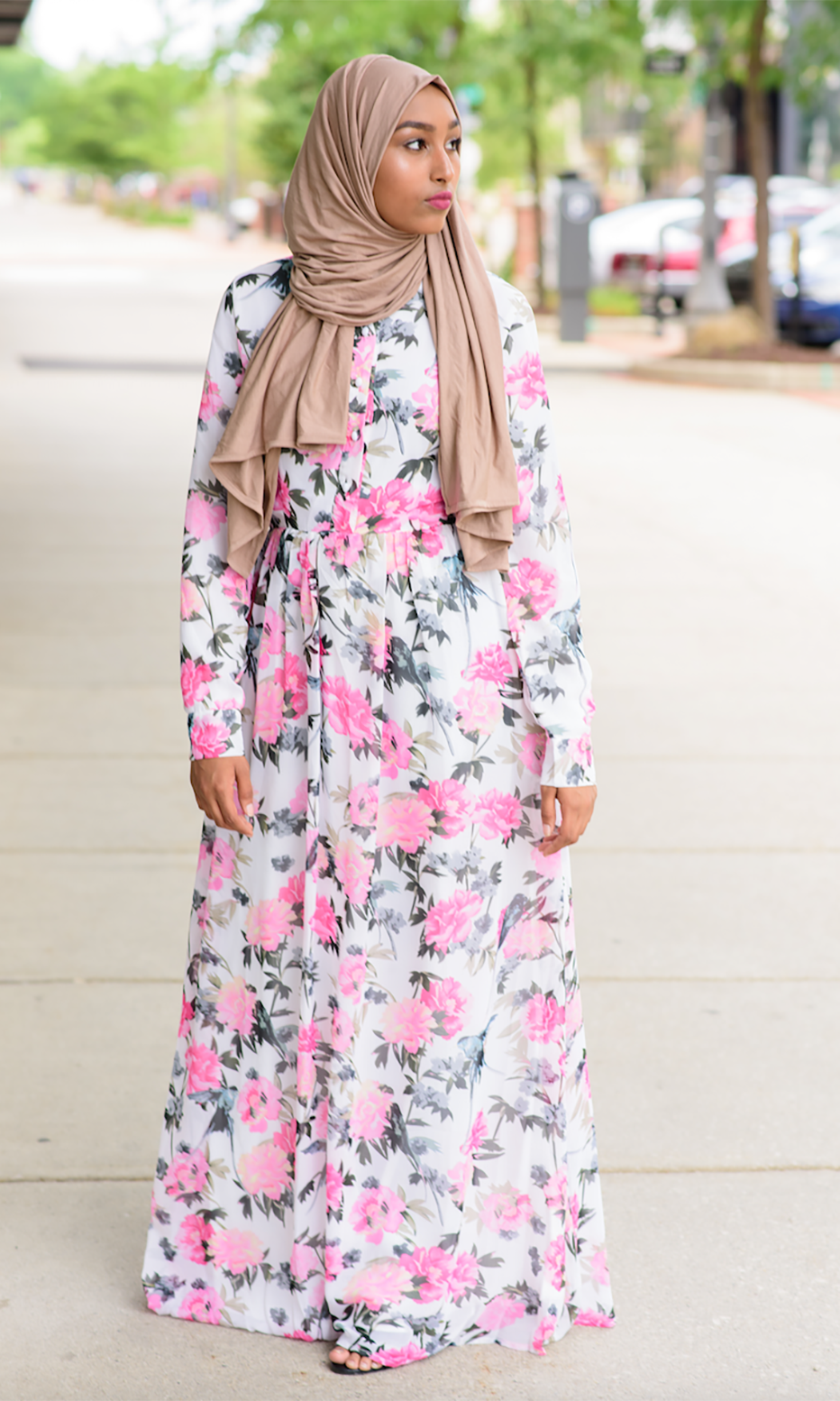 Pink floral buttons maxi dress Kabayare