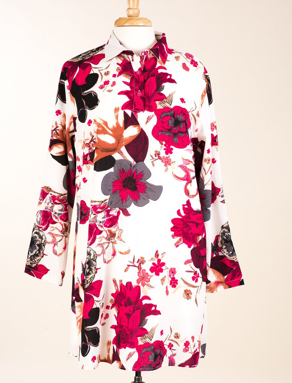 Pink Floral Tunic Modest top Kabayare