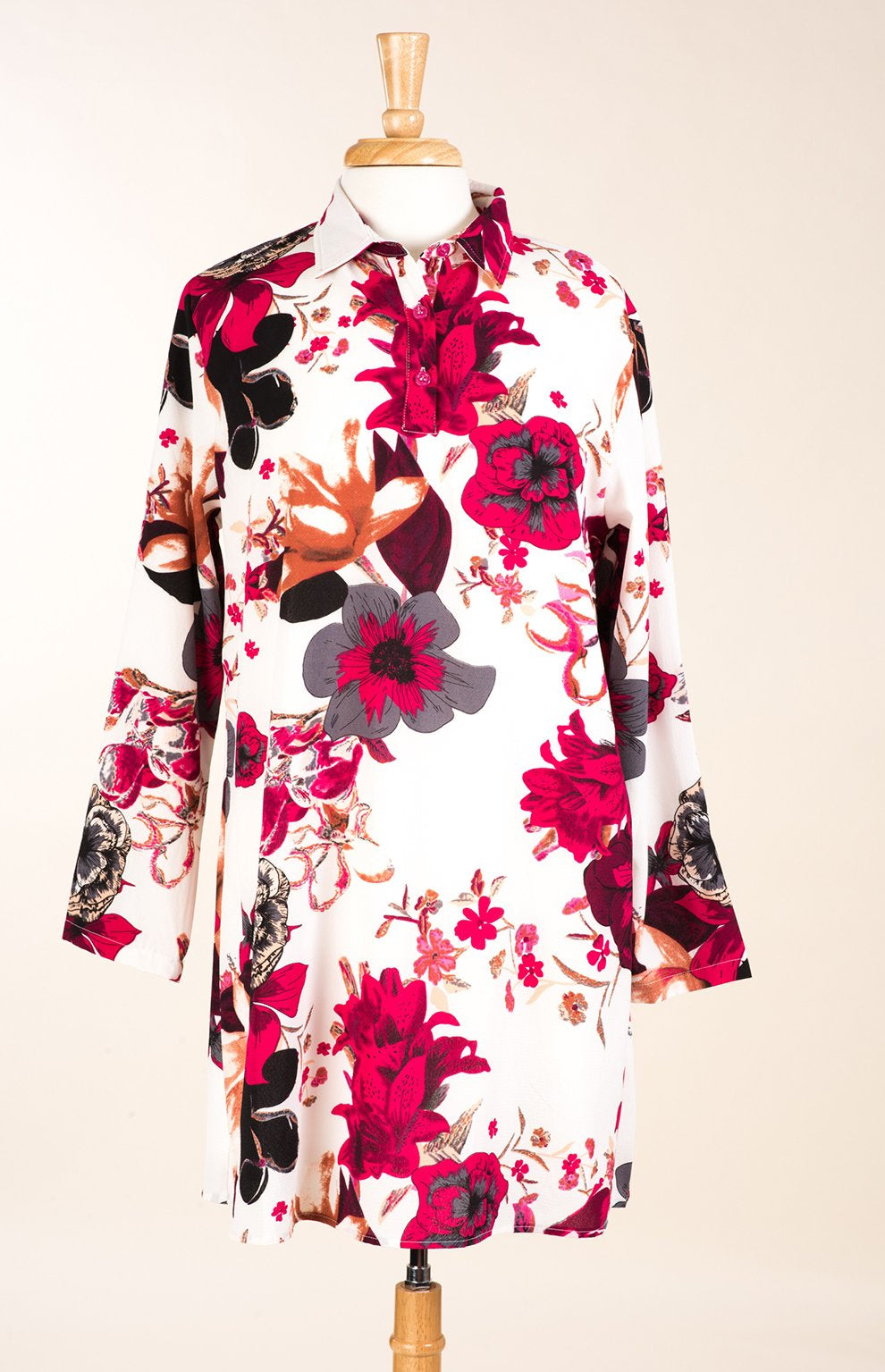 Pink Floral Tunic Modest top Kabayare