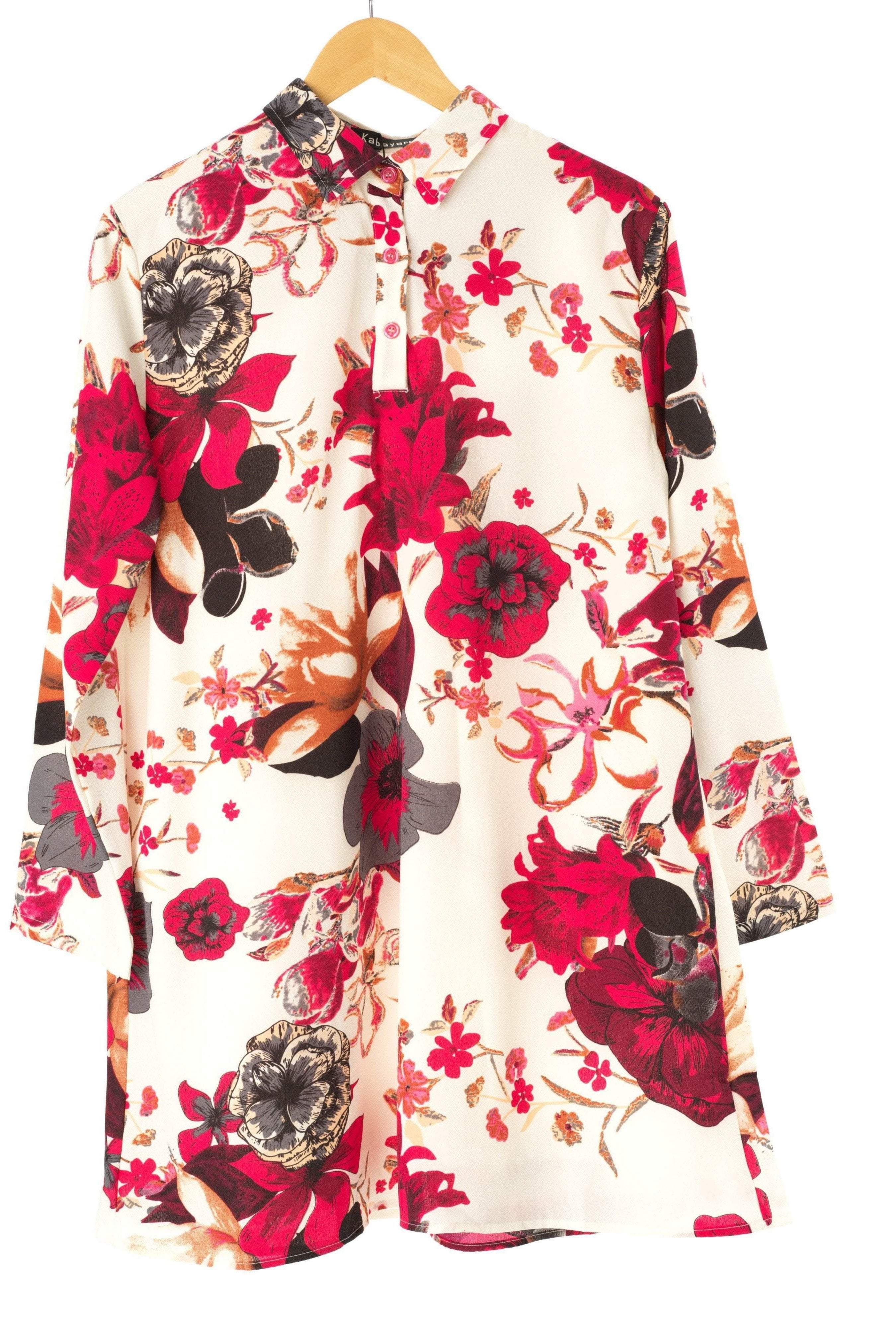 Pink Floral Tunic Modest top Kabayare