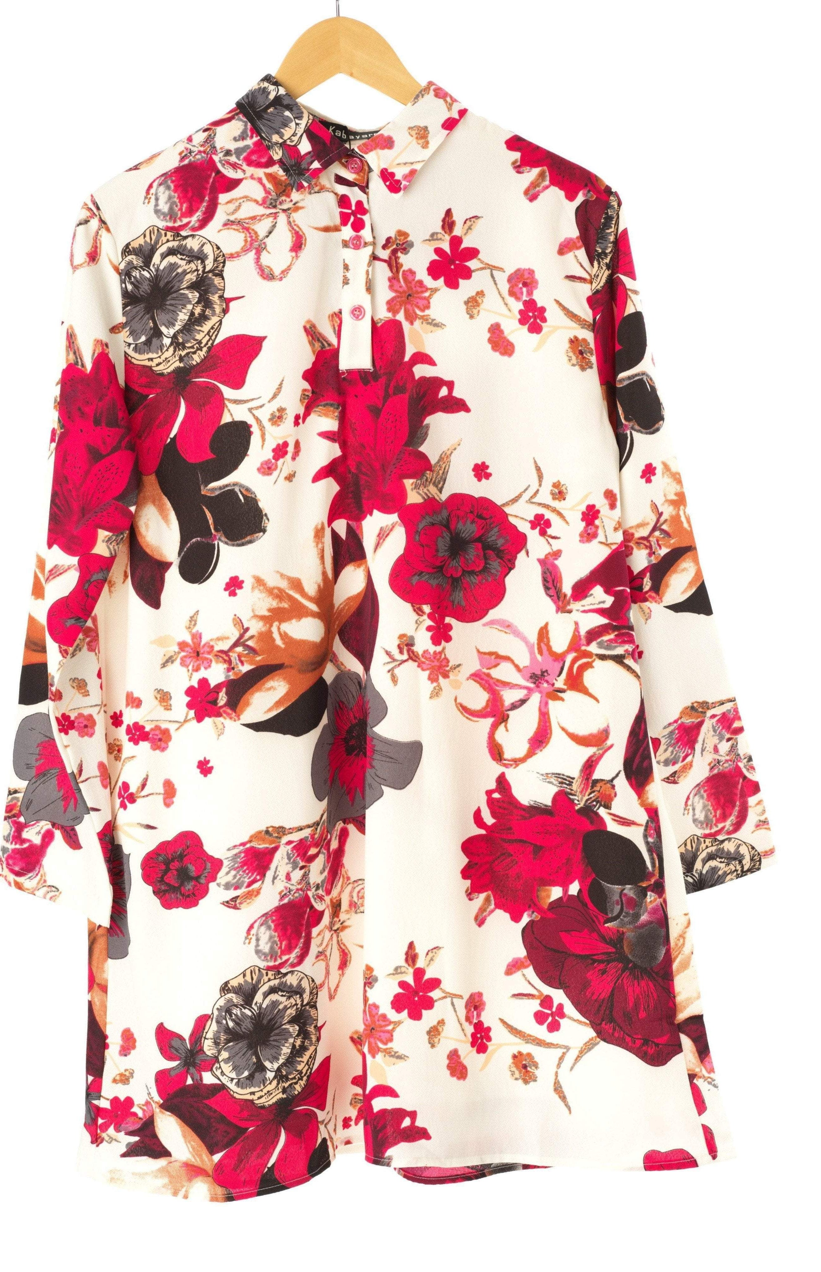 Pink Floral Tunic Modest top Kabayare