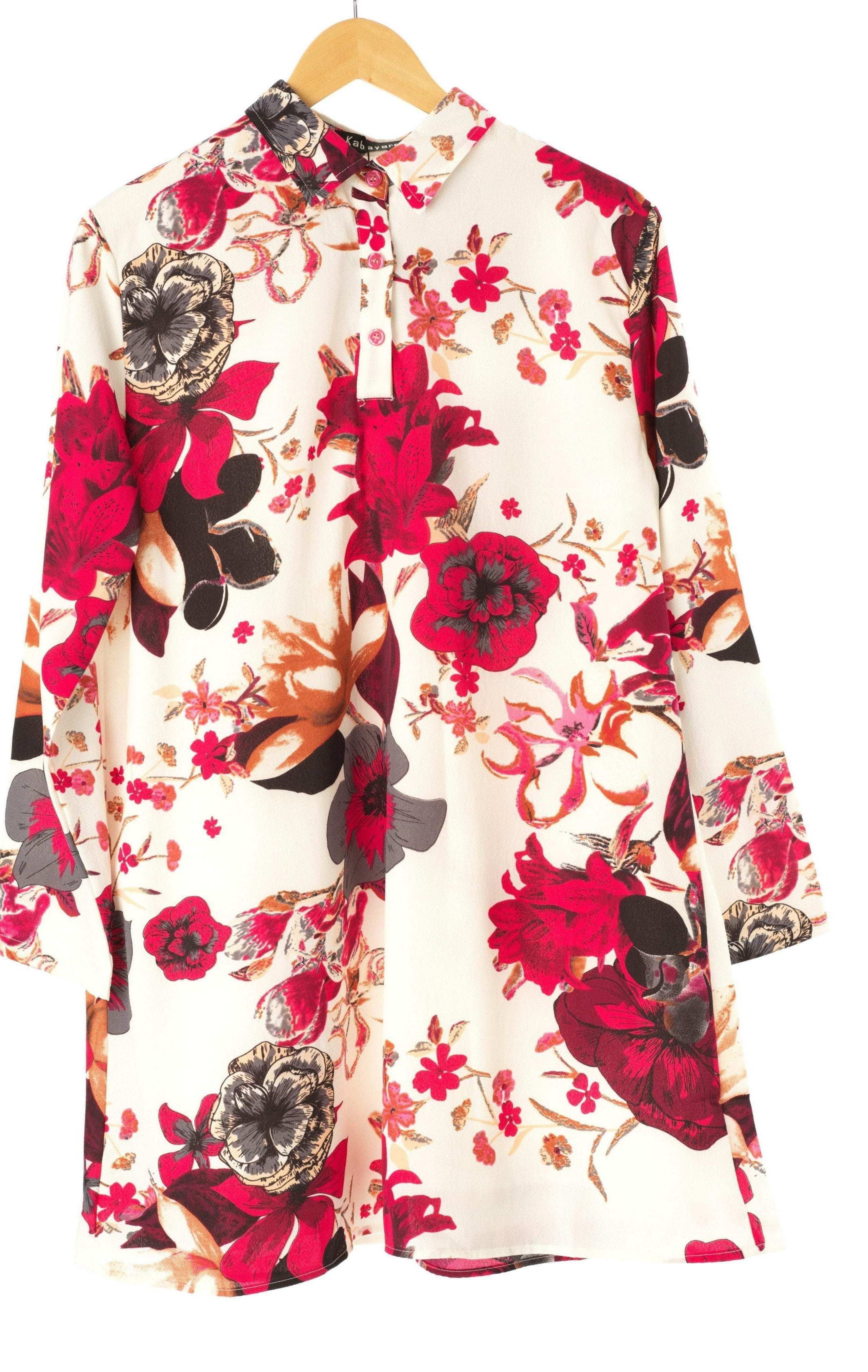 Pink Floral Tunic Modest top Kabayare