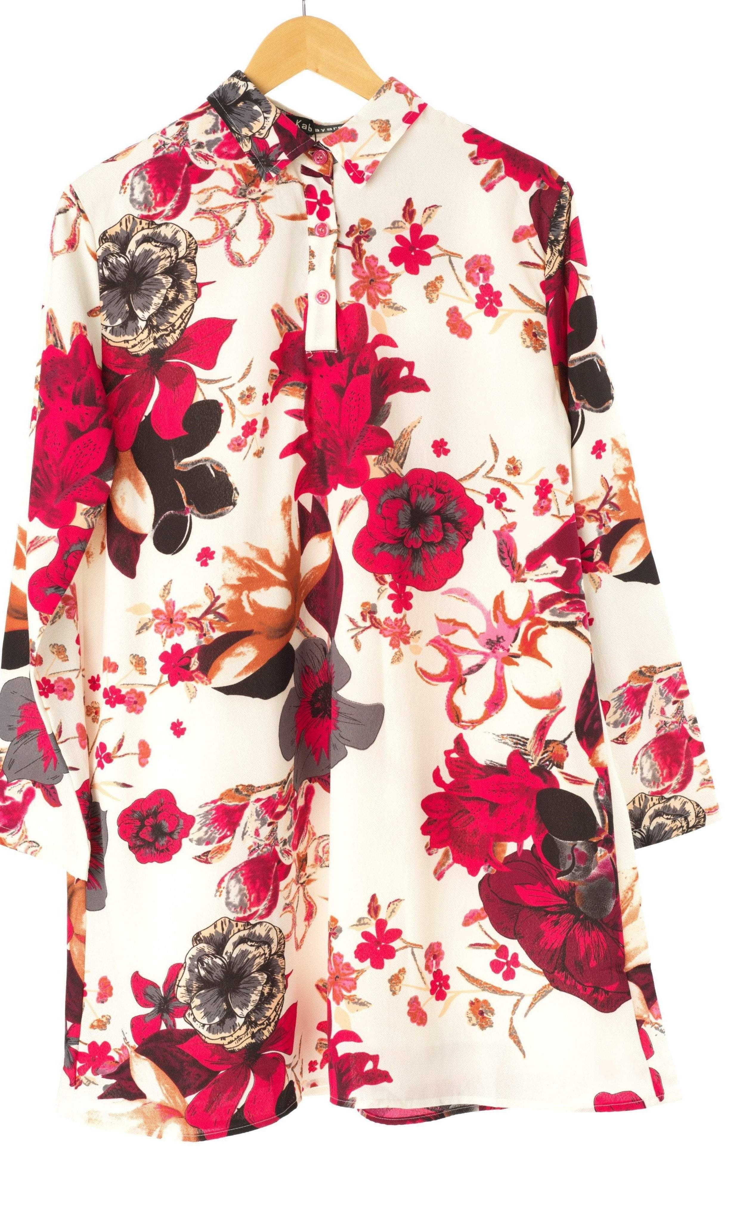 Pink Floral Tunic Modest top Kabayare