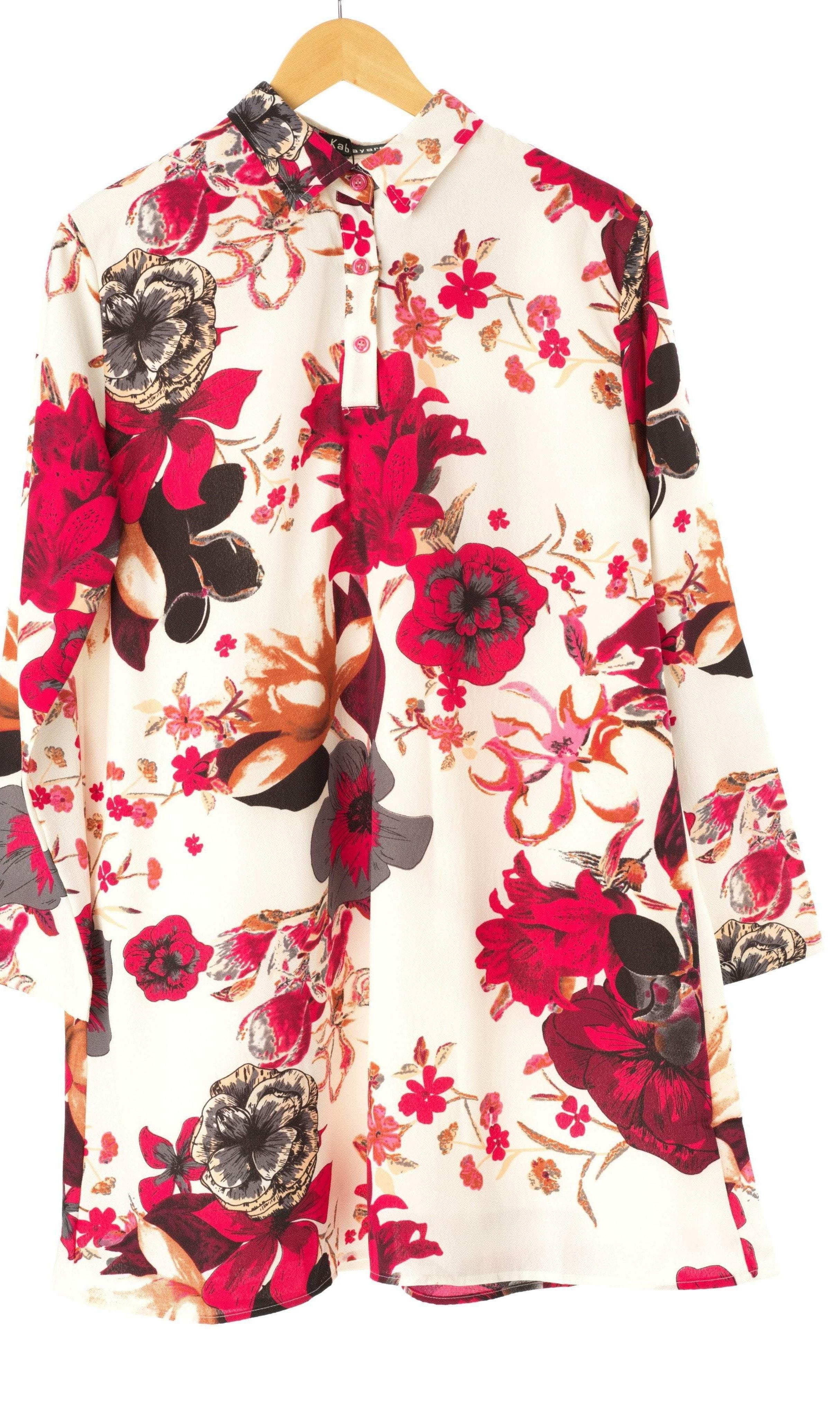Pink Floral Tunic Modest top Kabayare