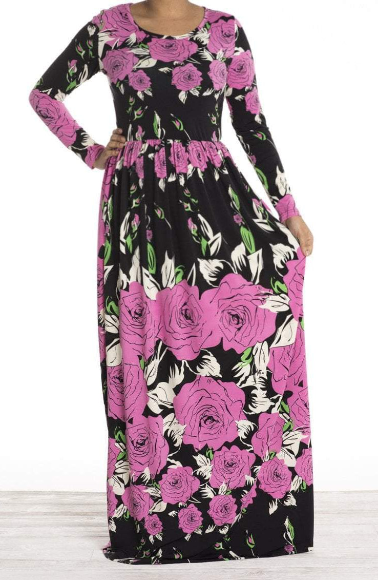 Pink garden floral maxi dress Kabayare