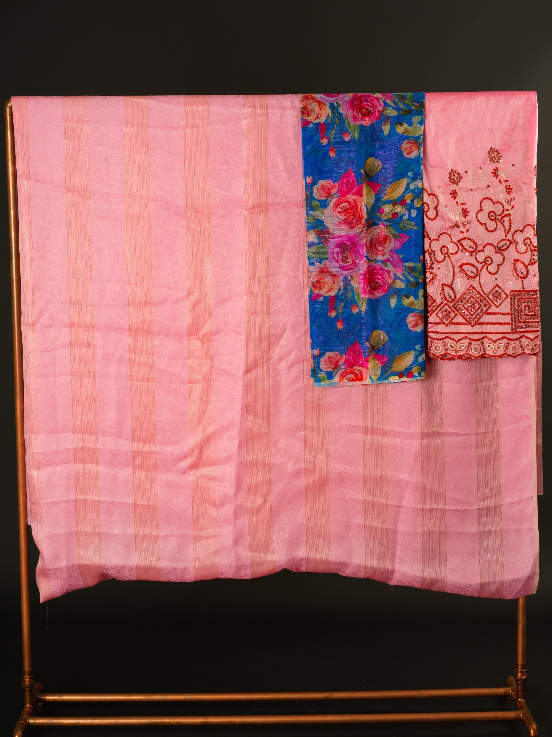 Pink Goden saree Dirac sets KF