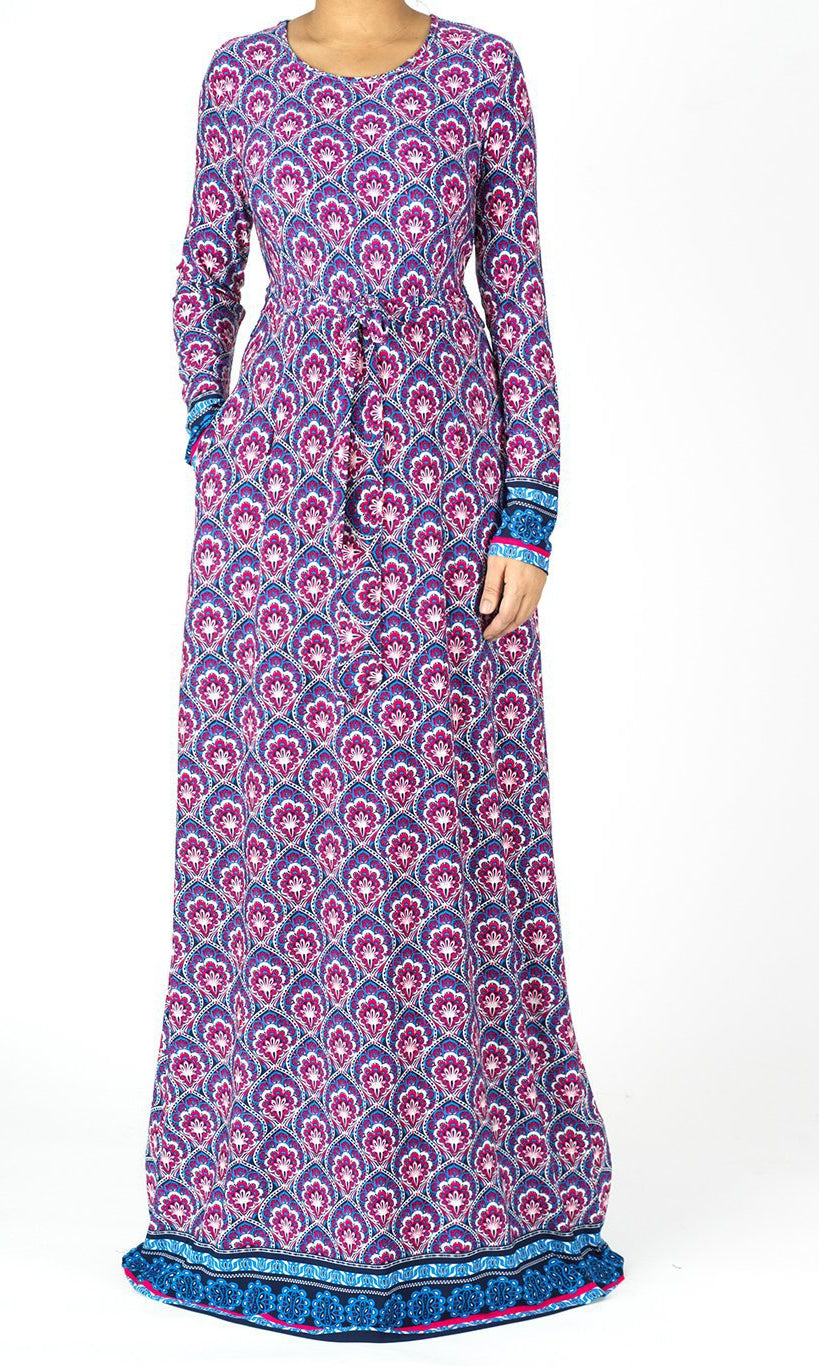 Pink moroccan print maxi dress Kabayare