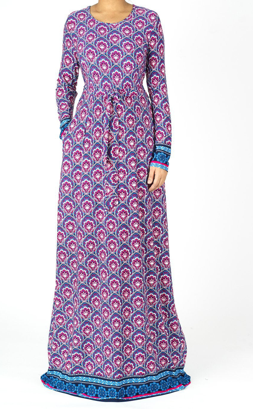 Pink moroccan print maxi dress Kabayare